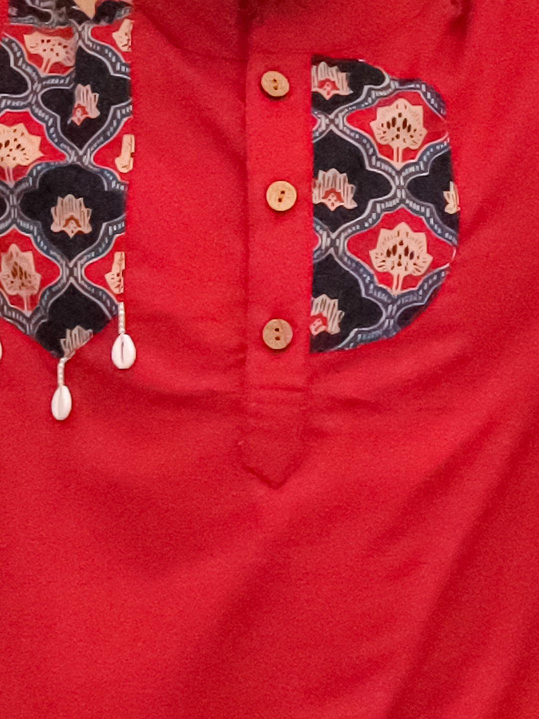 Red Cotton Full sleeves Printed Kurta Pyjama Set