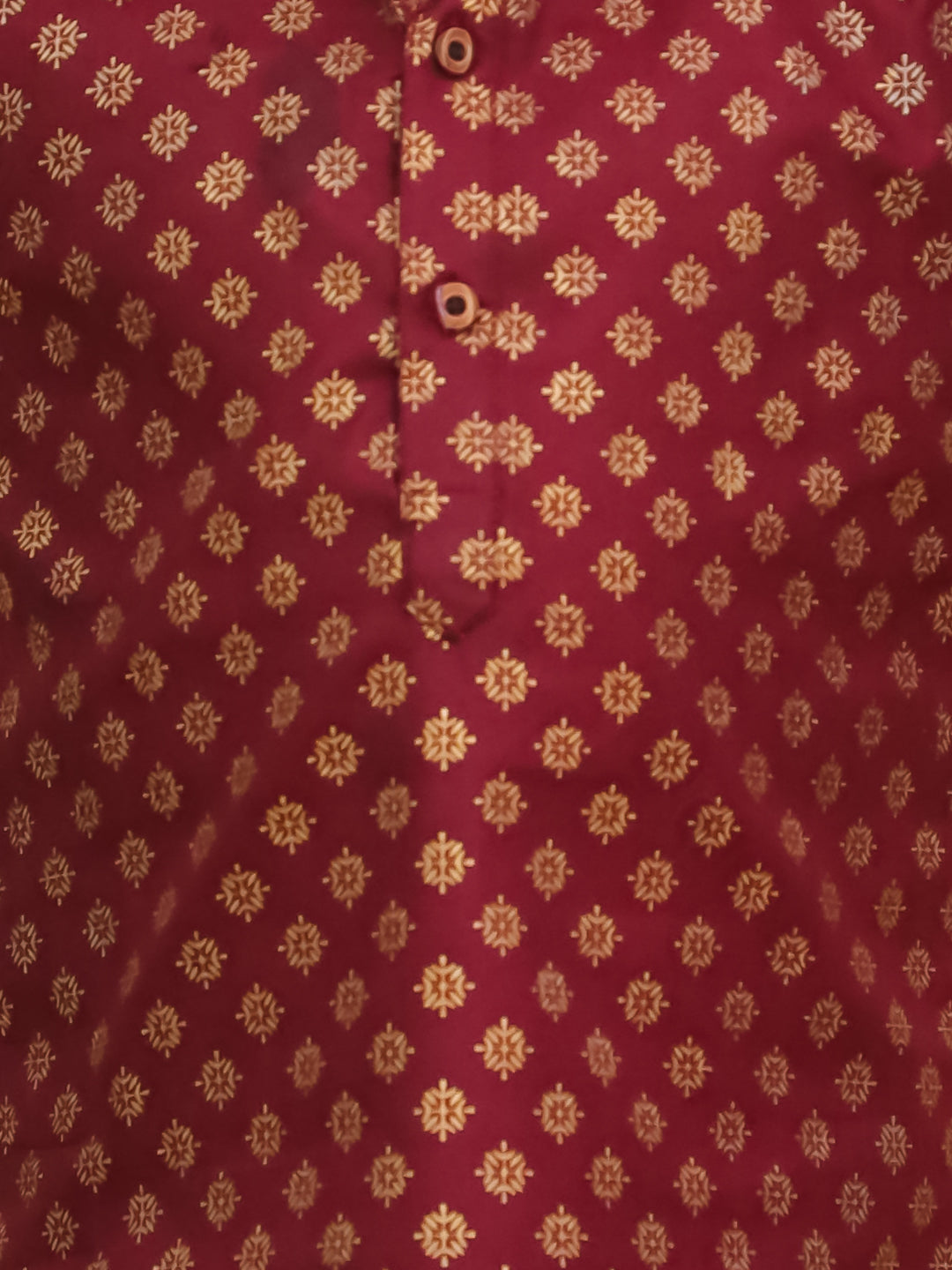Maroon Cotton Full sleeves Foil Printed Kurta Pyjama Set
