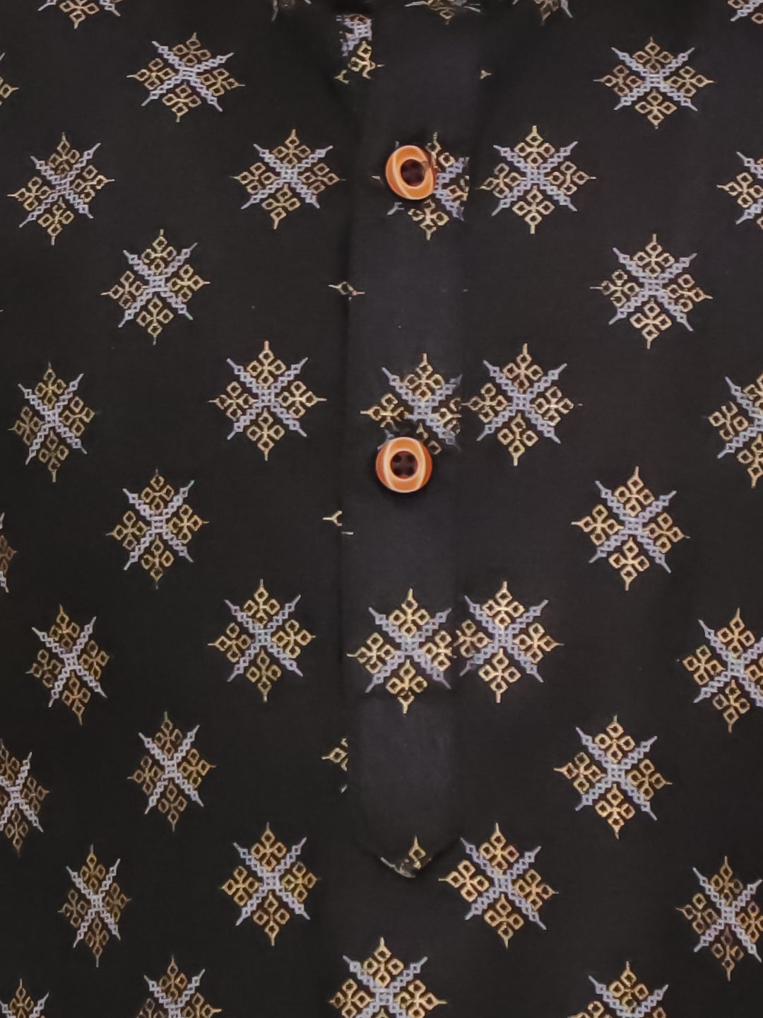 Black Cotton Full sleeves Foil Printed Kurta Pyjama Set