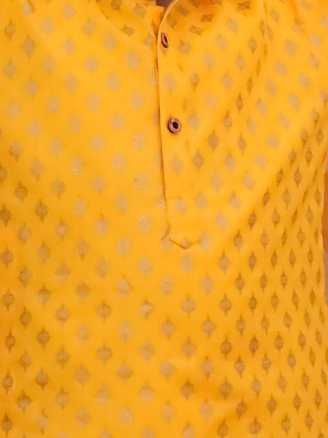 Mustard Cotton Full sleeves Foil Printed Kurta Pyjama Set
