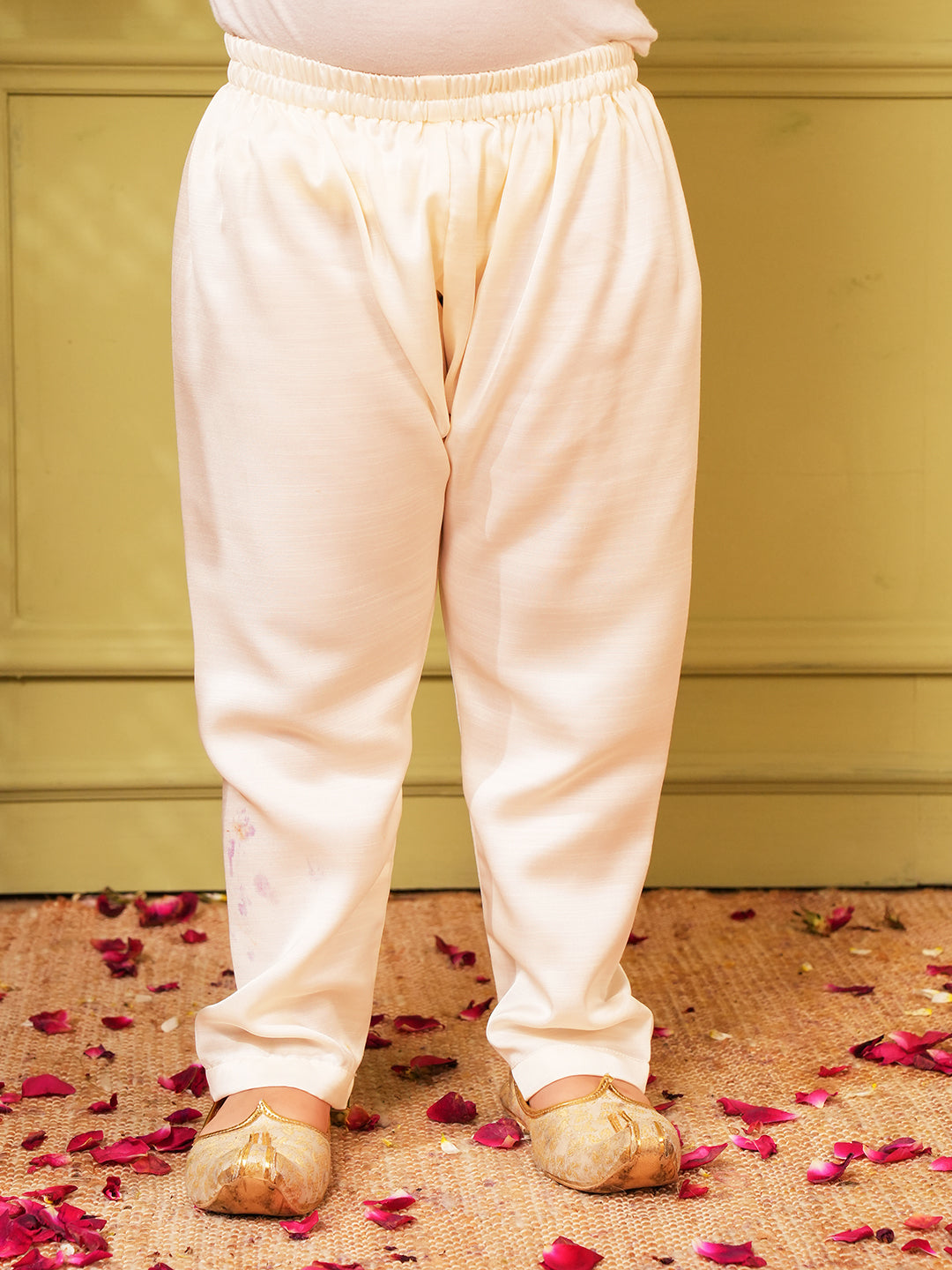 Multi Foil Print Silk Blend Kurta and Pyjama For Boys