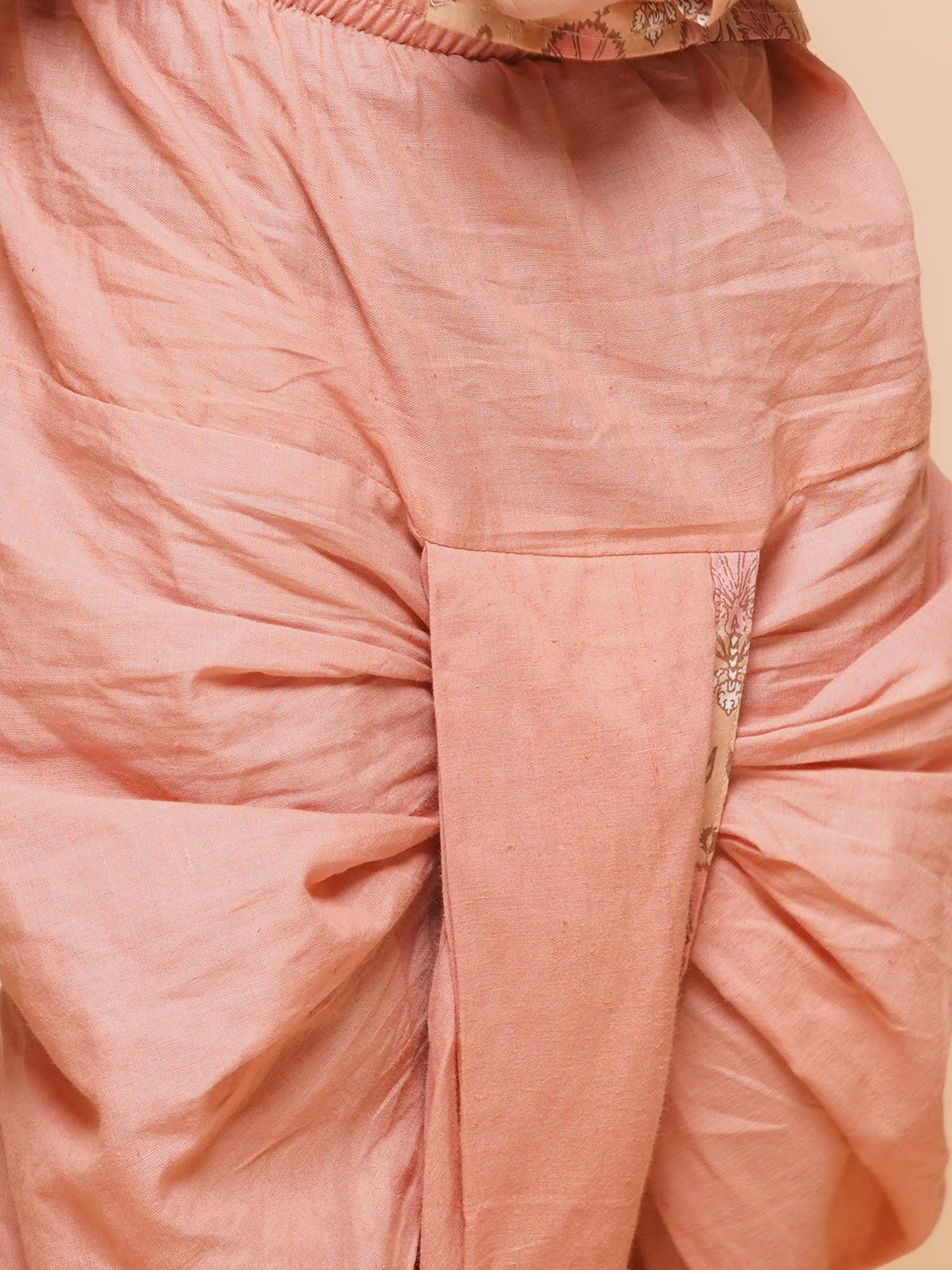 Boys Peach Block Print Pure Cotton Dhoti Kurta Set for Kids - AJ Dezines
