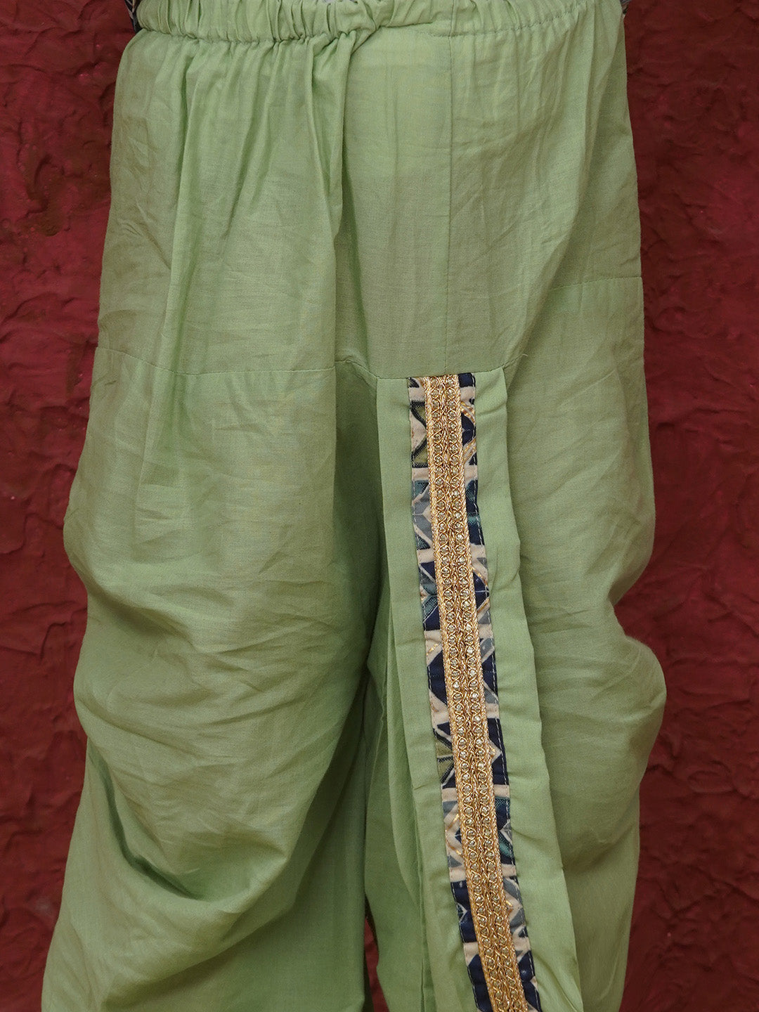 Pista Cotton Full sleeves Abstract Print Dhoti Kurta for Boys