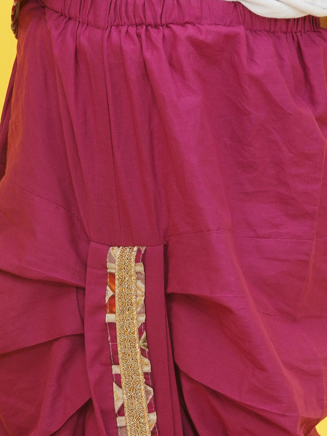 Purple Cotton Full sleeves Abstract Print Dhoti Kurta for Boys