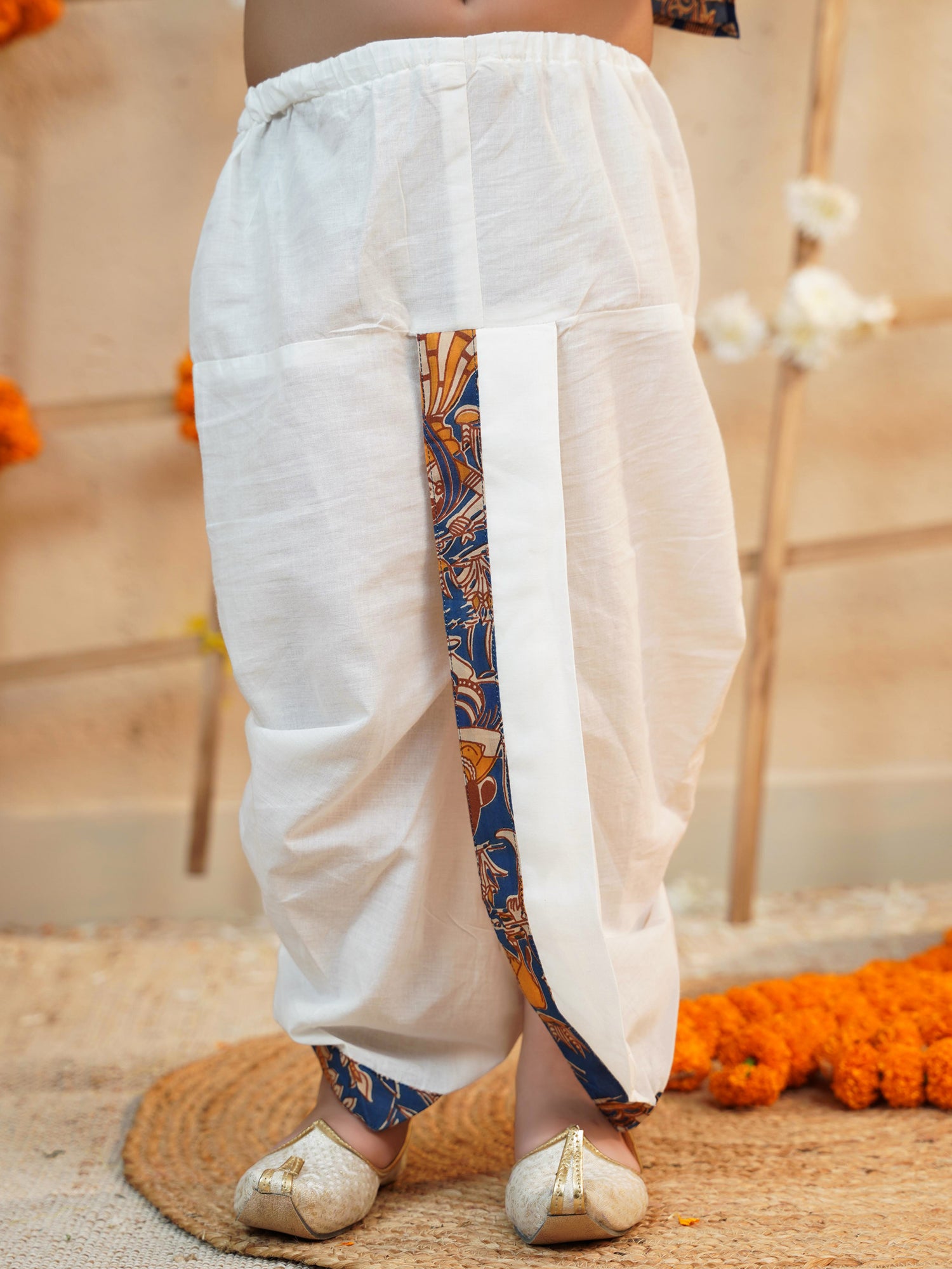 Boys Blue Cotton Full Sleeves Abstract Printed Dhoti Set - AJ Dezines