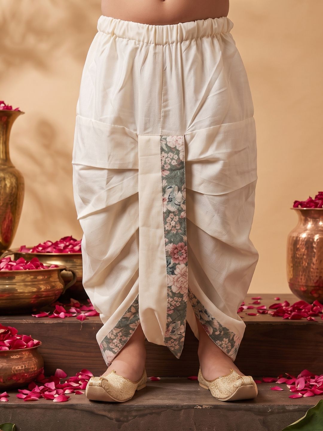 Green Cotton Full Sleeves Floral Printed Dhoti Set