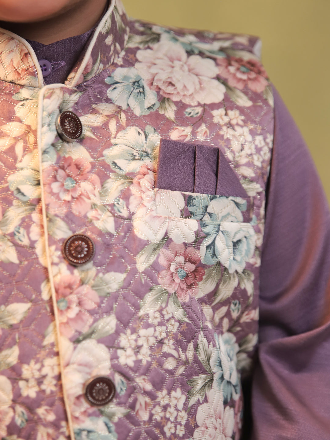 AJ Dezines Purple Cotton Full Sleeves Floral Printed Dhoti Set