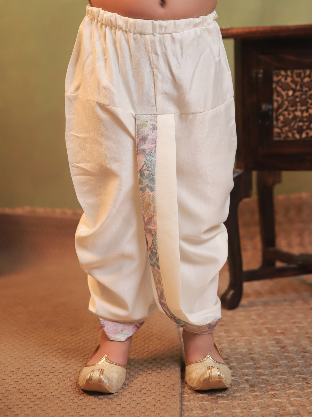 Pink Cotton Full Sleeves Floral Printed Dhoti Set