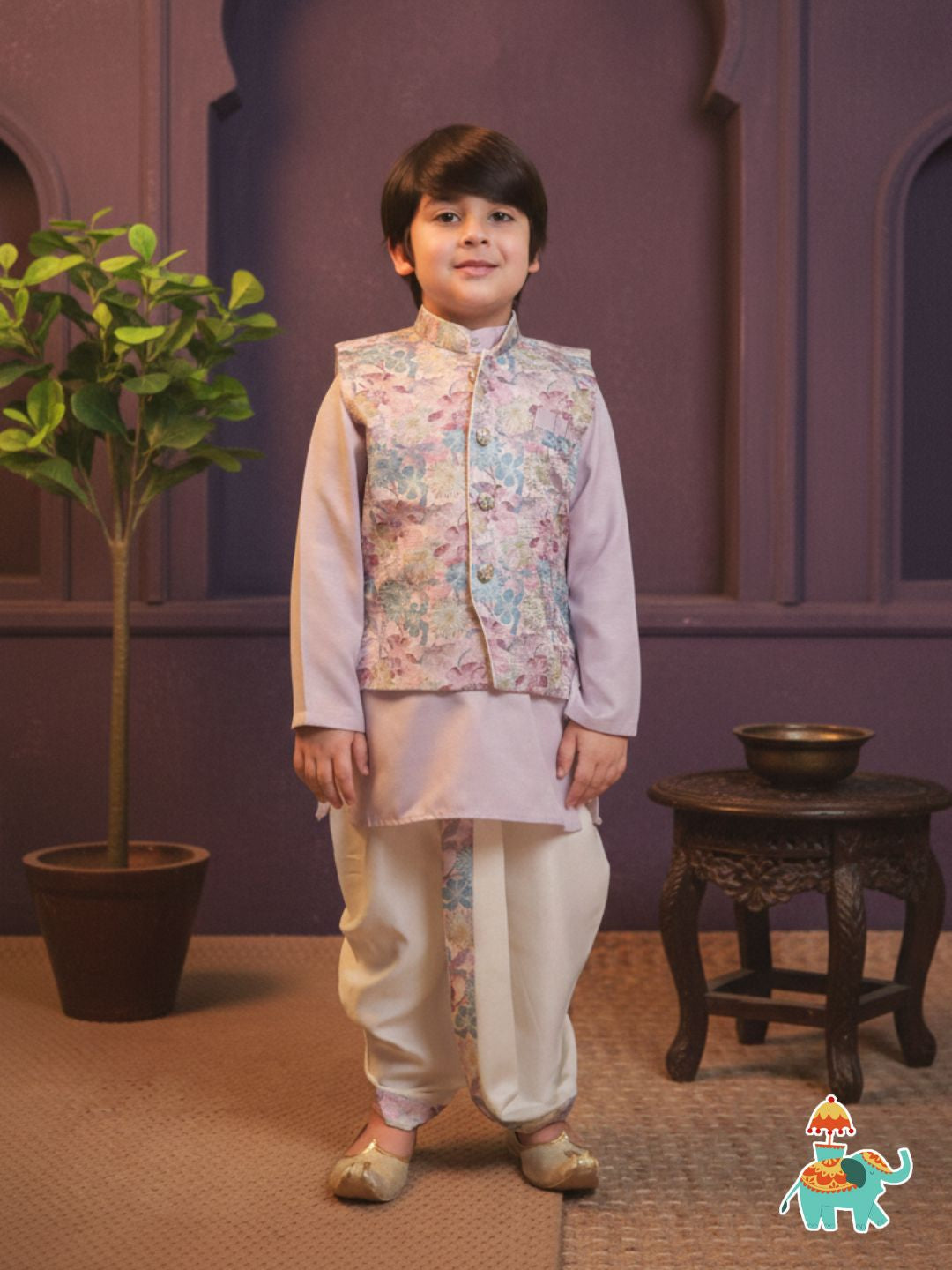 AJ Dezines Pink Cotton Full Sleeves Floral Printed Dhoti Set