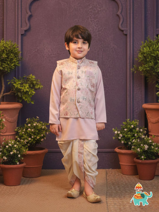 AJ Dezines Pink Cotton Full Sleeves Floral Printed Dhoti Set