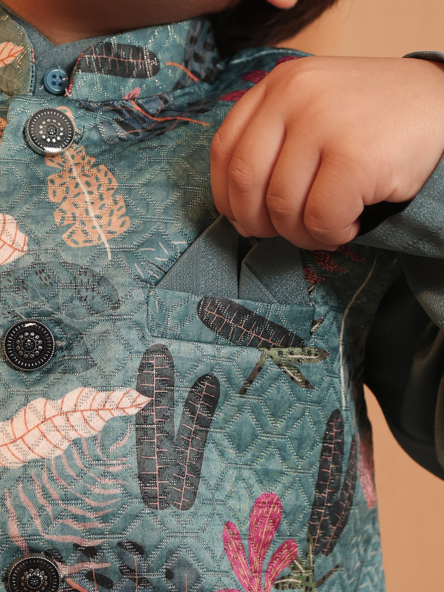 AJ Dezines Blue Cotton Full Sleeves Floral Printed Dhoti Set