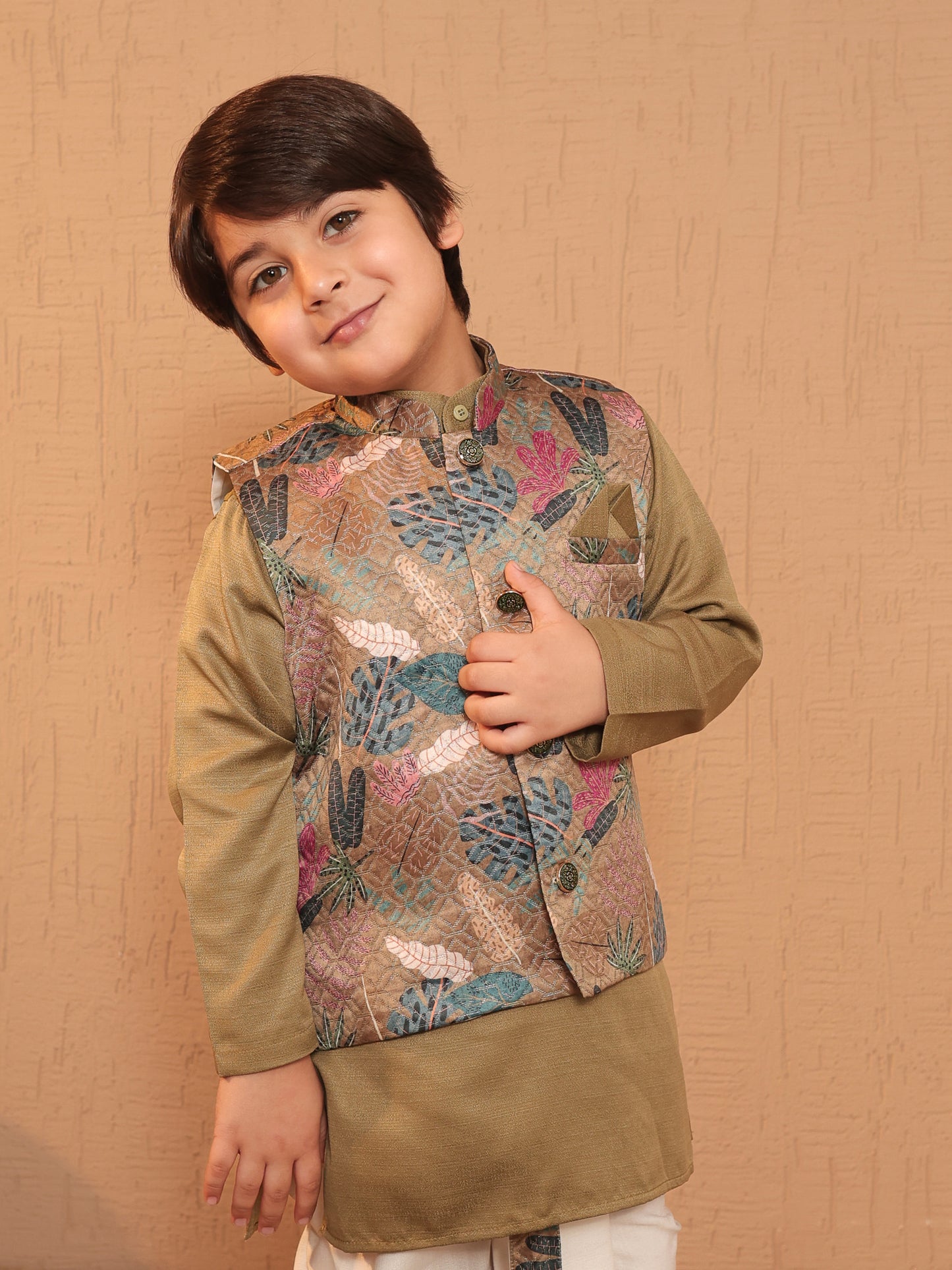 AJ Dezines Green Cotton Full Sleeves Floral Printed Dhoti Set