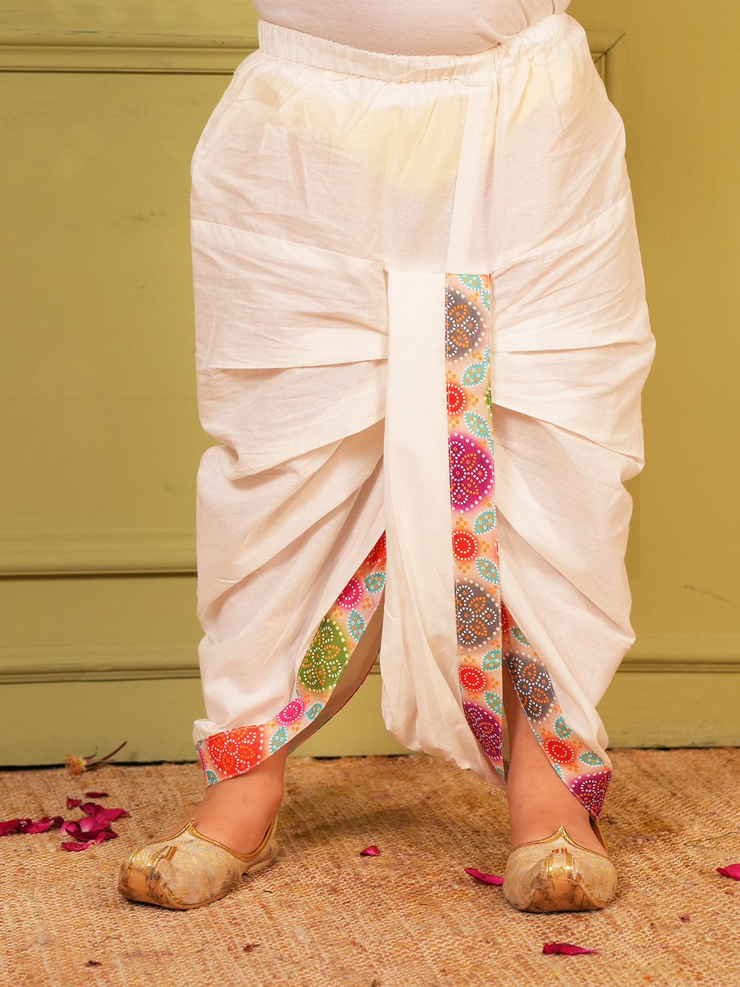 Multi Bandhani Print Pure Cotton Kurta and Pyjama For Boys