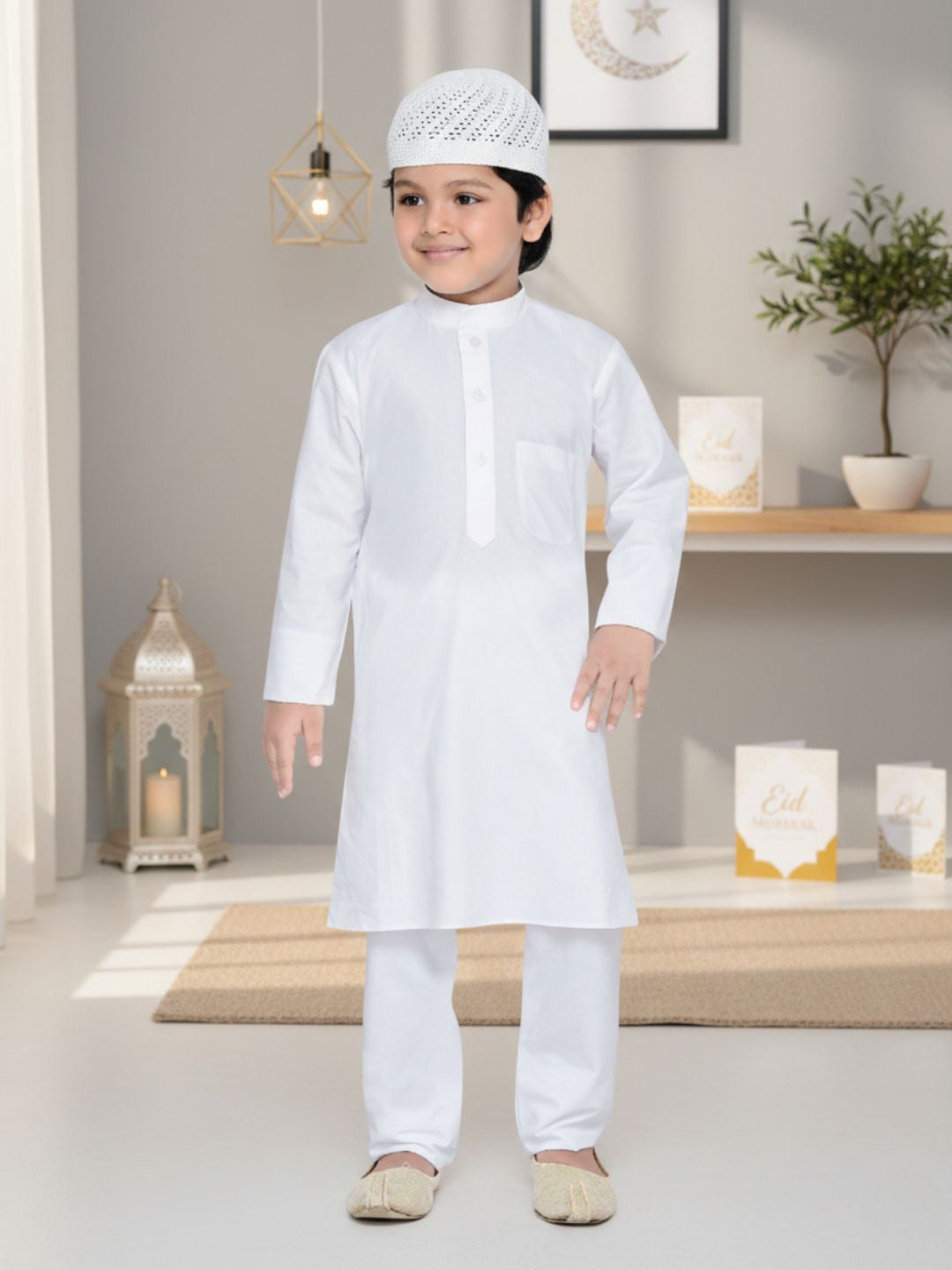 Kids Ethnic Wear Cotton Solid Kurta Pajama Set For Boys
