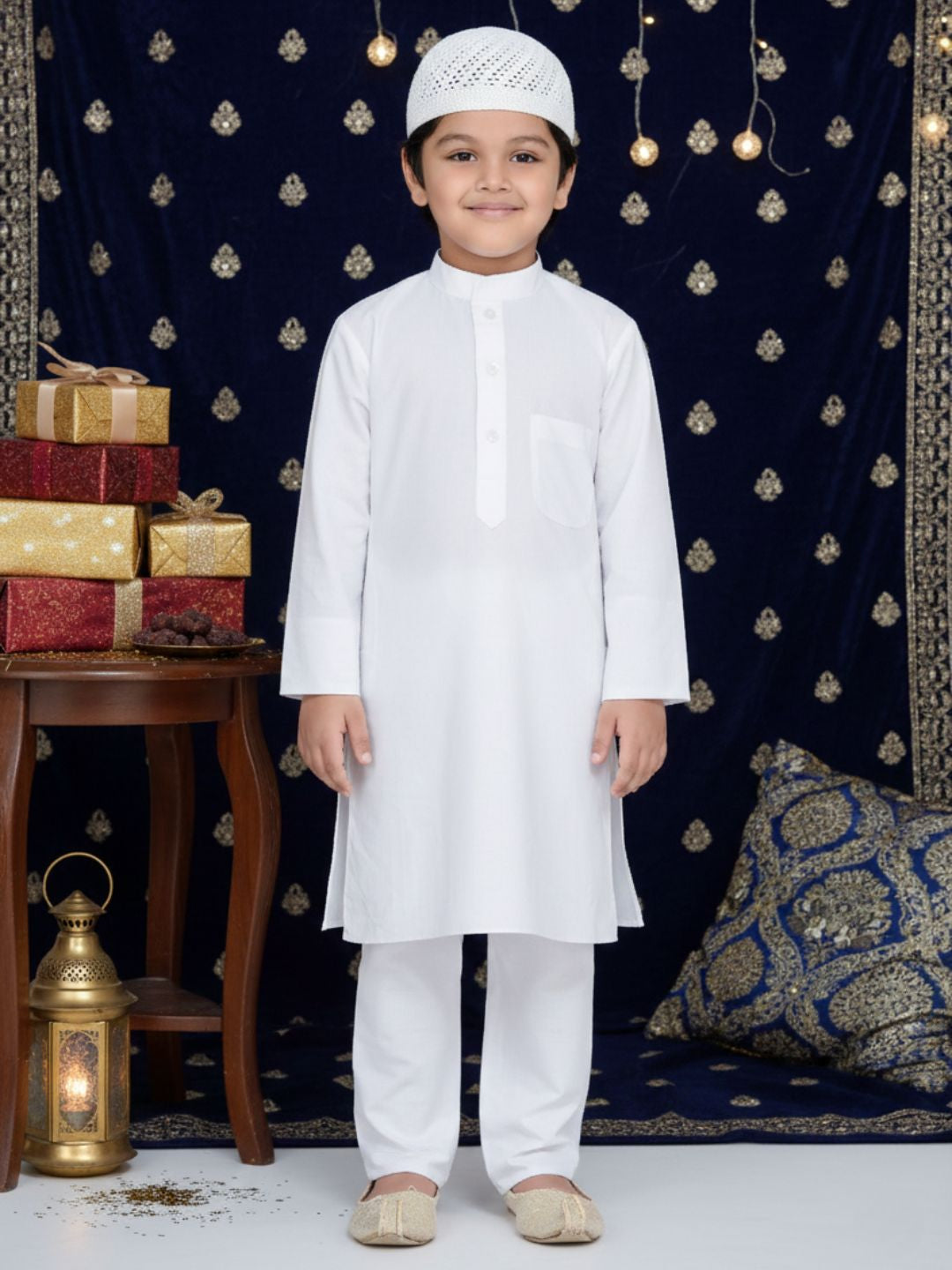 Kids Ethnic Wear Cotton Solid Kurta Pajama Set For Boys