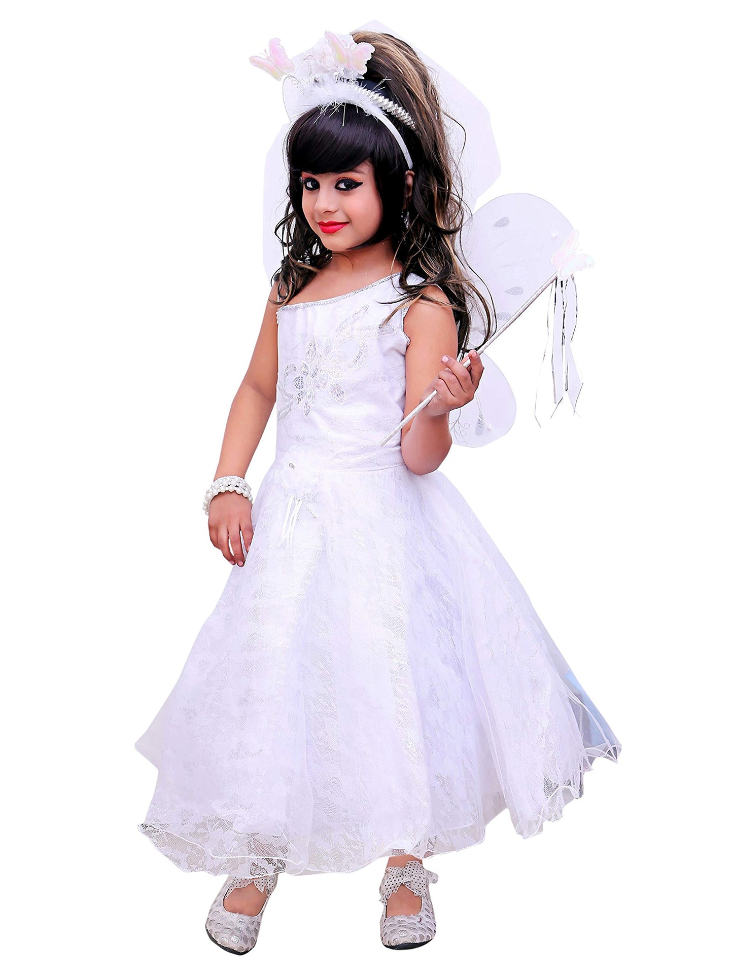 AJ Dezines Kids Birthday Pari Gown Christmas Dress for Girls with Wings