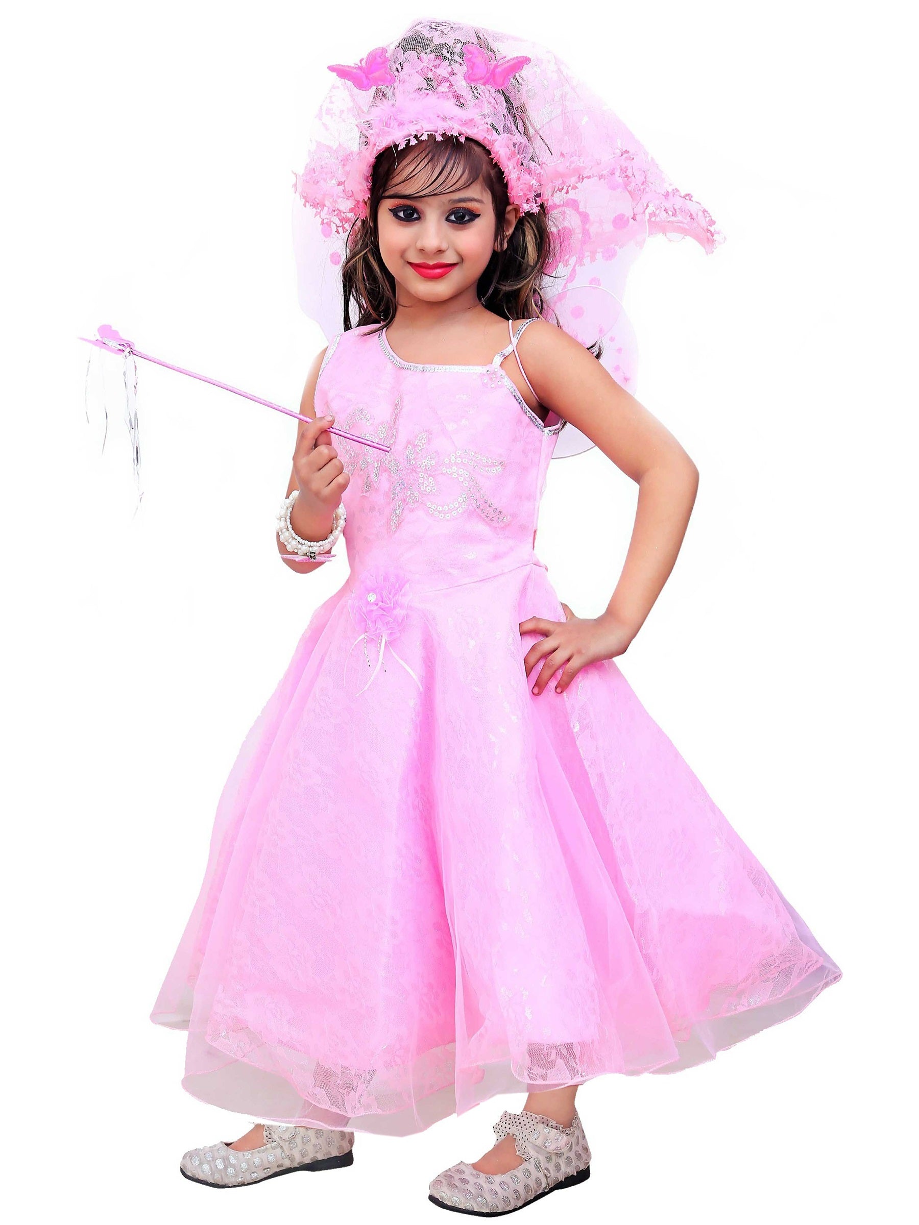 Kids Fairy Wings Pari Gown Dress for Girls