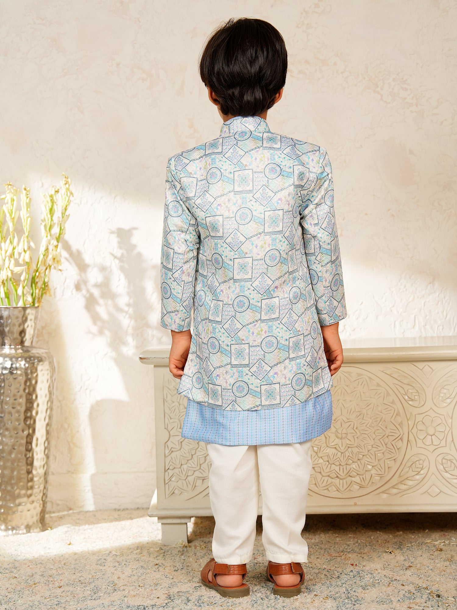 Blue Jacquard Full Sleeves Rich Embroidery Sherwani