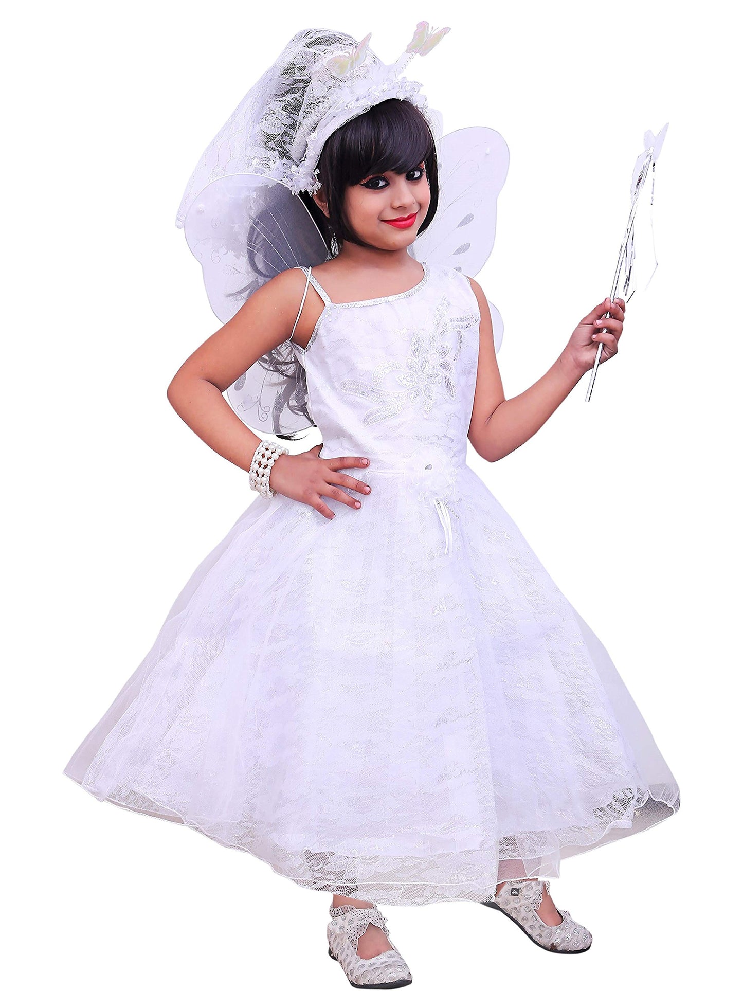 AJ Dezines Kids Birthday Pari Gown Christmas Dress for Girls with Wings