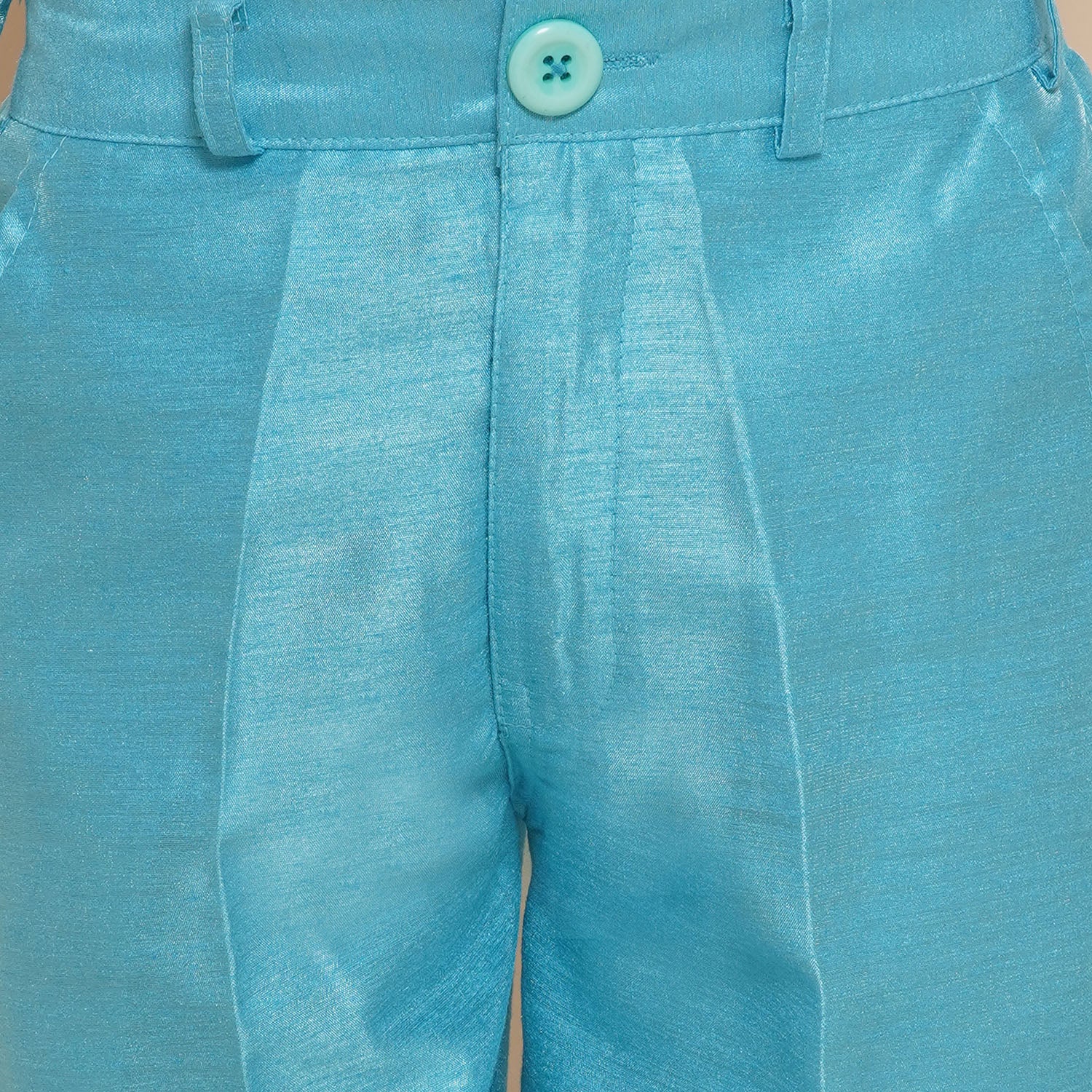 Kids Cotton Silk 3pc Kurta Pant Set For Boys