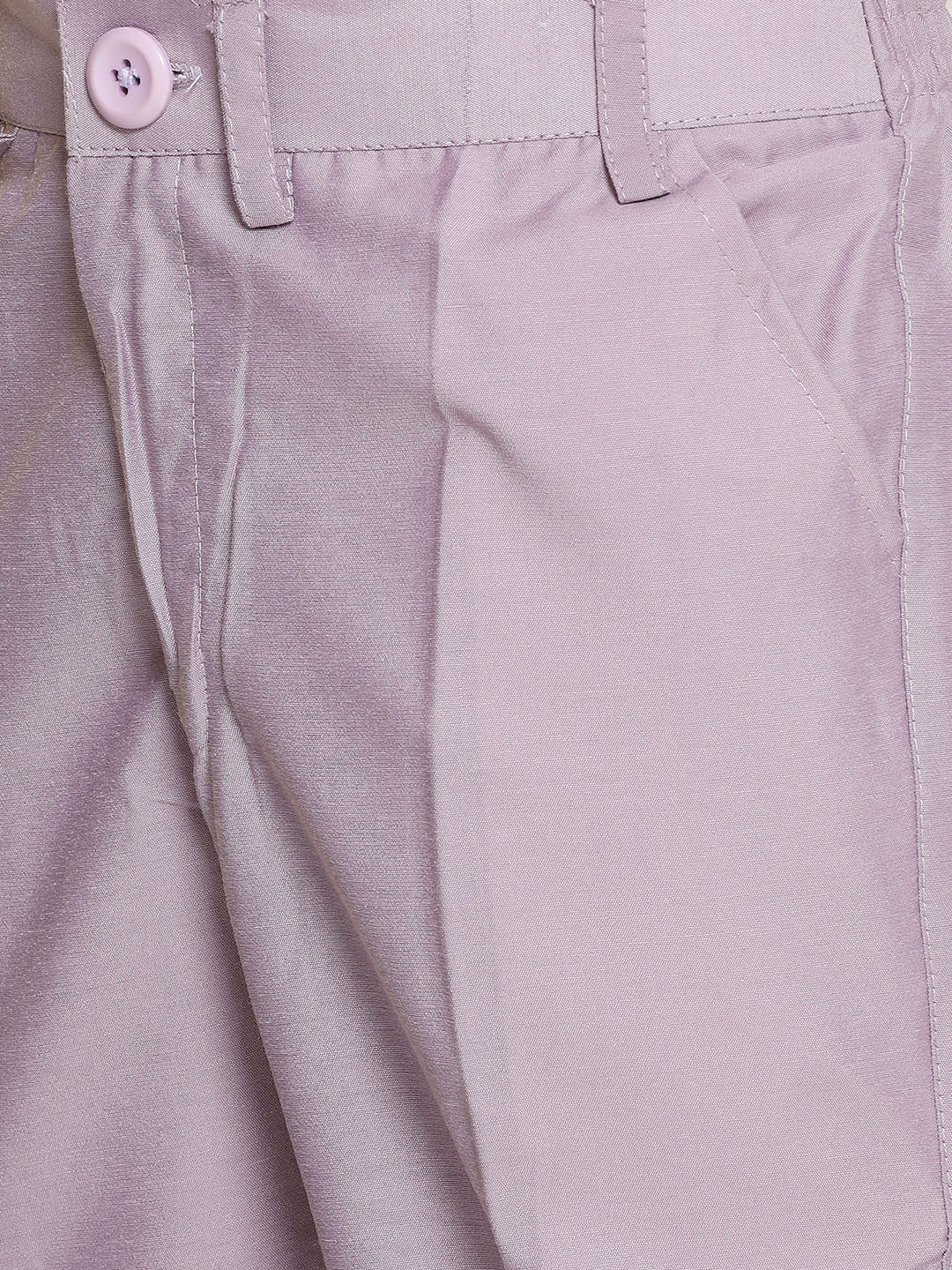 Kids Boys Purple Solid Cotton Blend Suit Set - AJ Dezines