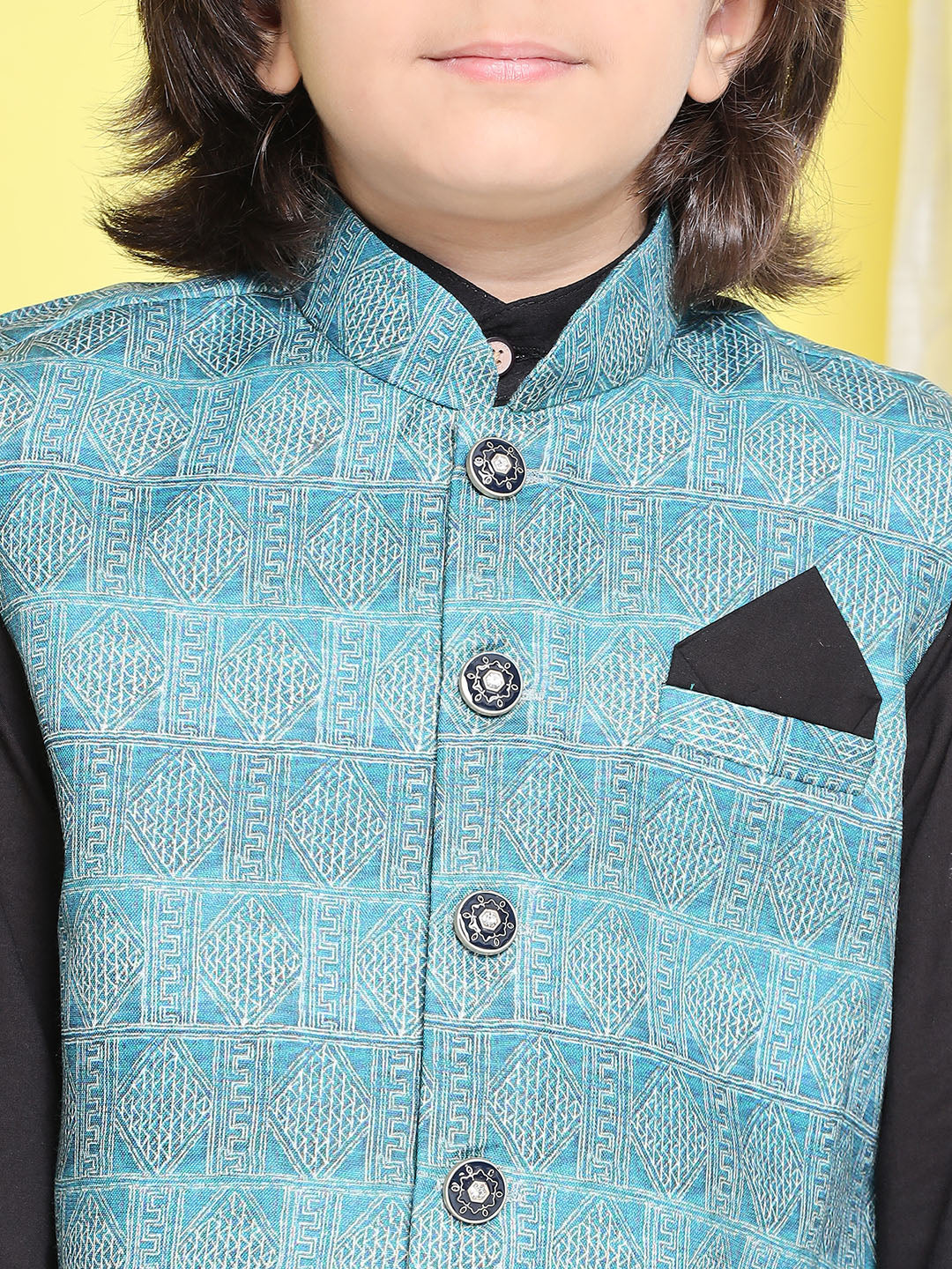 Kids Boys Black Solid Cotton Suit Set - AJ Dezines