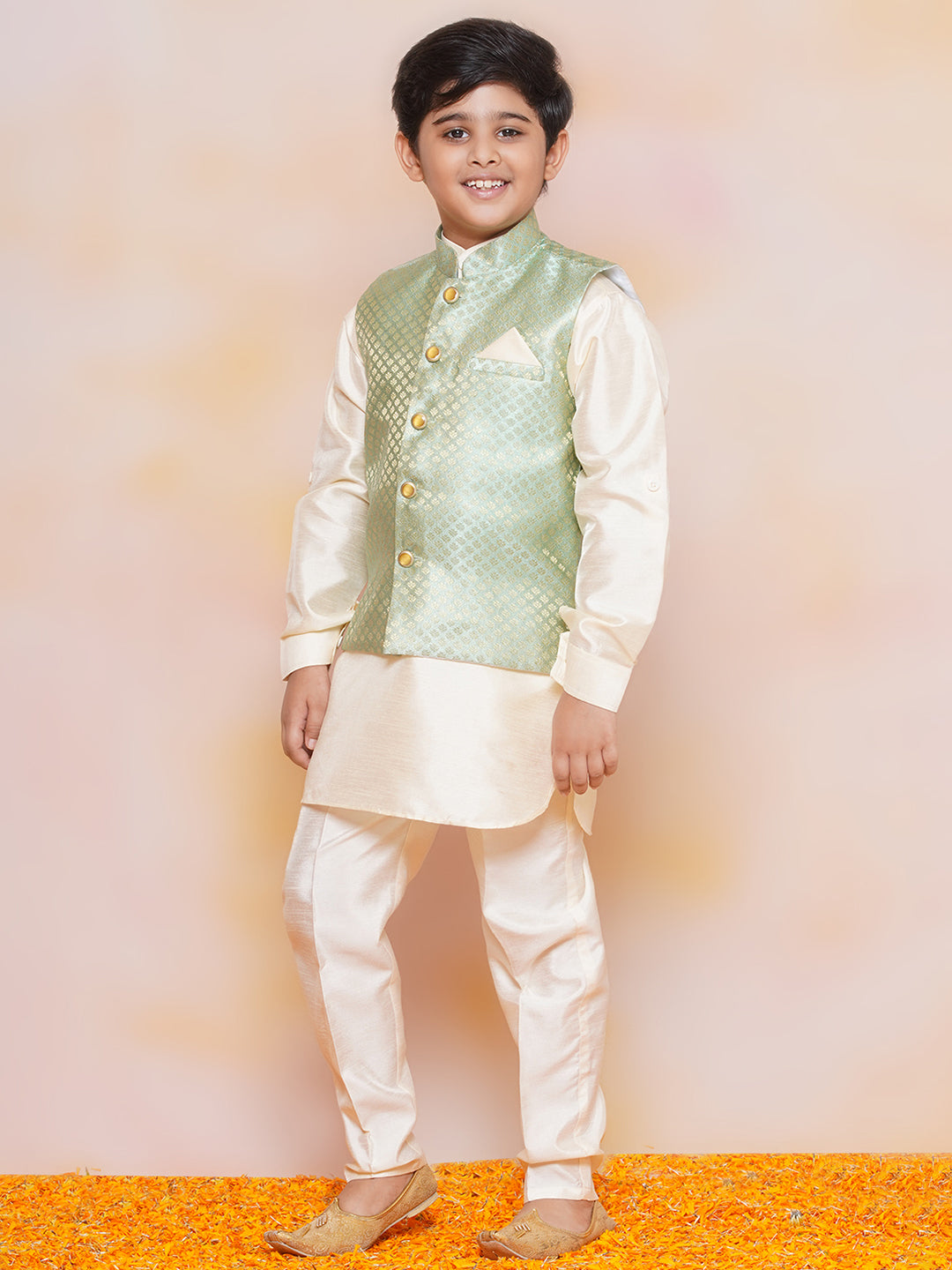 Kids Boys C-Green Printed Jacquard Suit Set - AJ Dezines