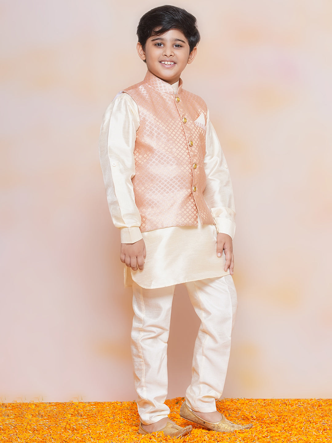 Kids Boys PEACH Printed Jacquard Suit Set