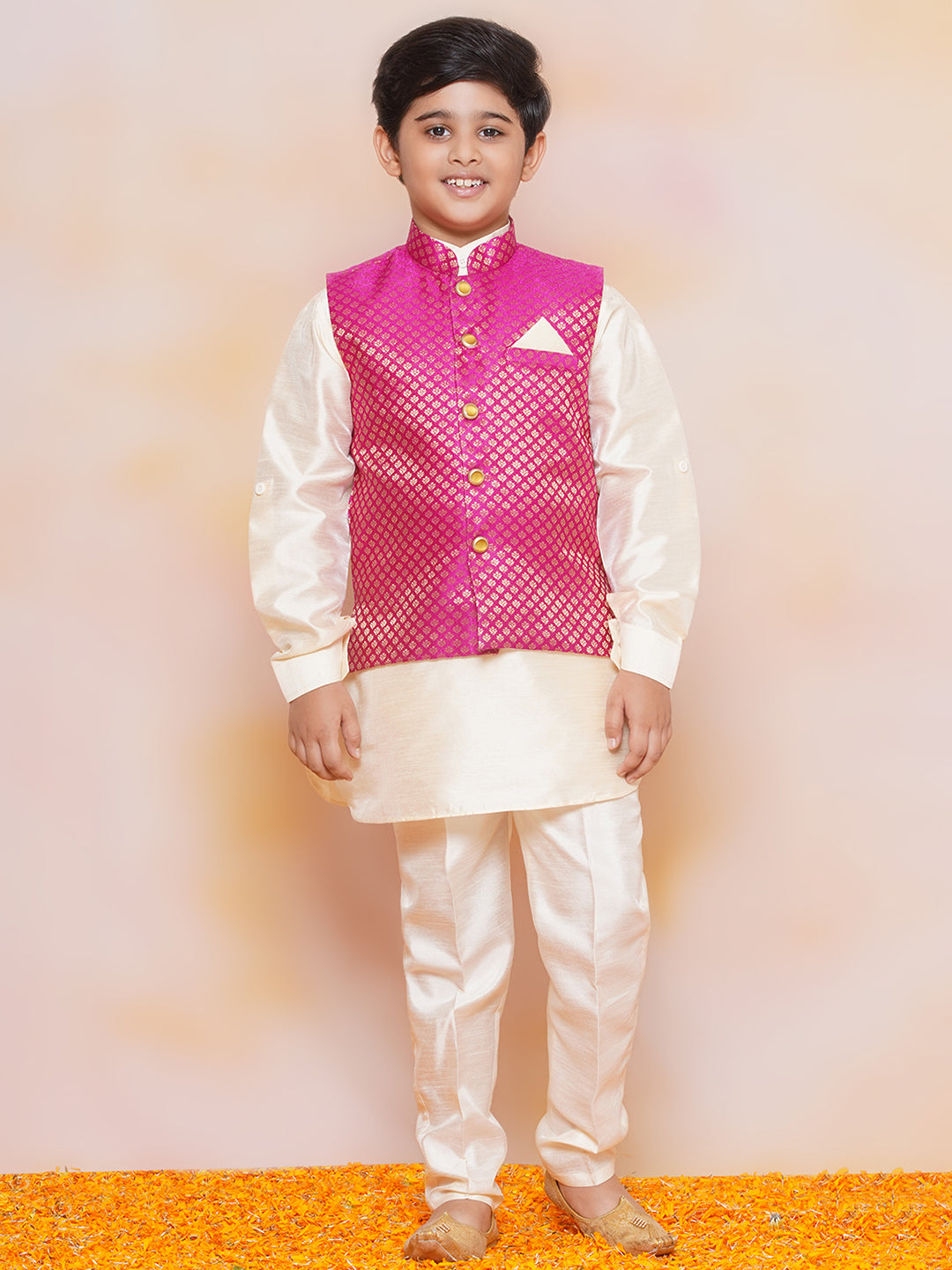 Kids Boys PINK Printed Jacquard Suit Set