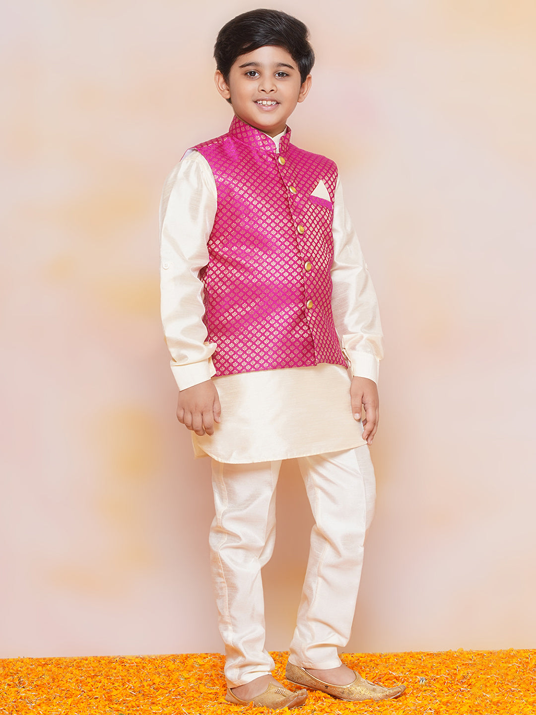 Kids Boys PINK Printed Jacquard Suit Set