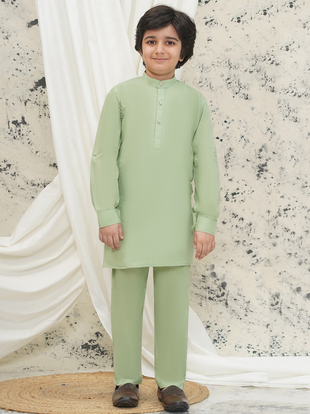 Pista Cotton Full sleeves Abstract Kurta Pyjama Waistcoat for Boys