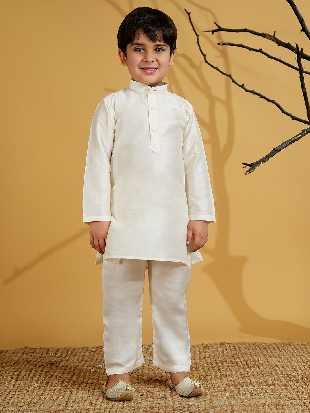 Blue Silk Blend Full Sleeves Printed Kurta Pyjama WaistCoat Set - AJ Dezines