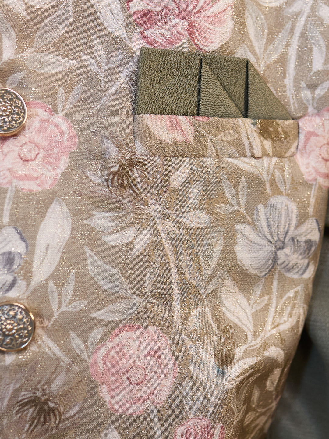 AJ Dezines Pista Cotton Blend Full sleeves Floral Printed Kurta Pyjama Waistcoat for Boys