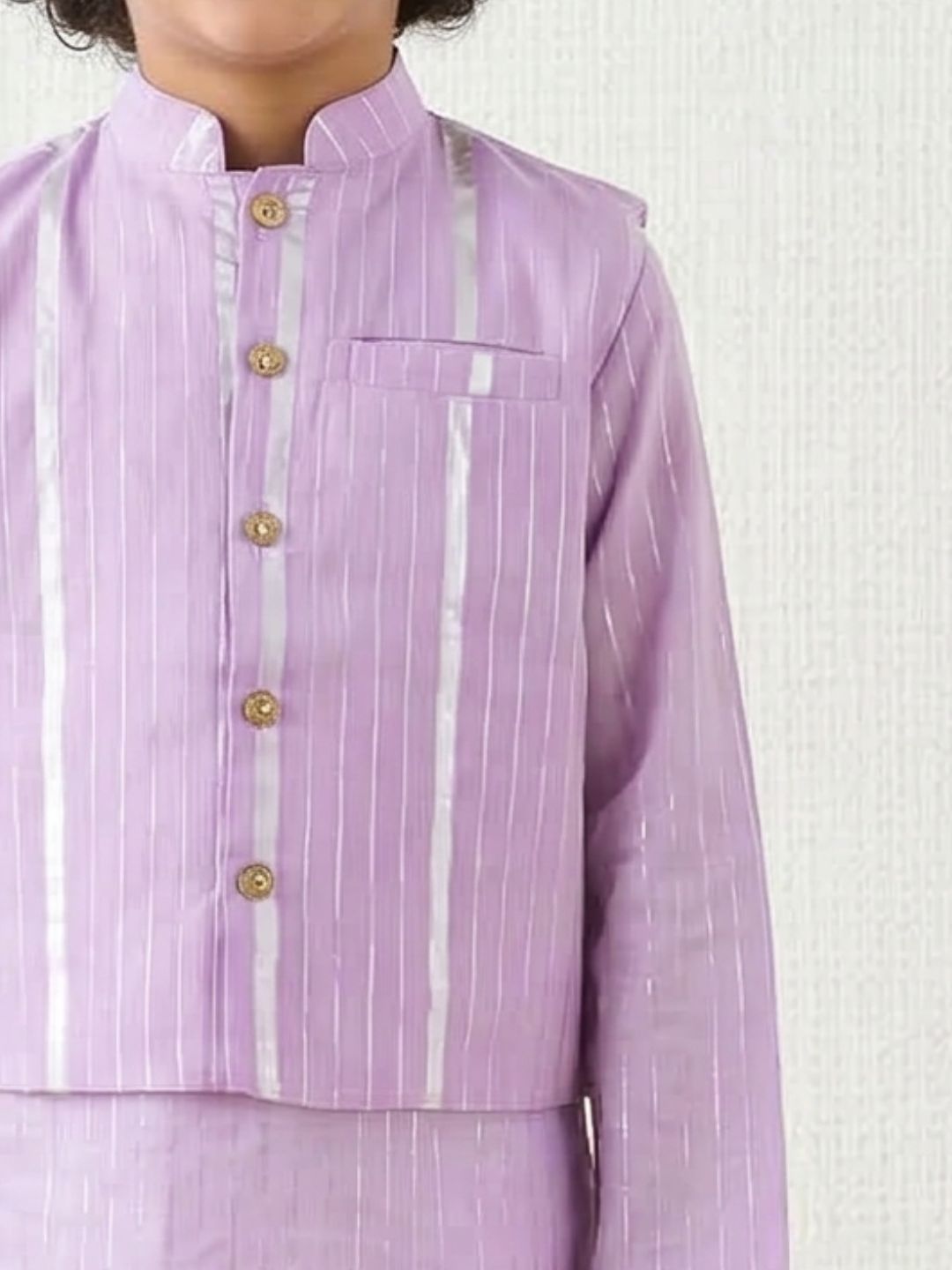 Purple Printed Pure Cotton Kurta Pyjama Waist Coat Set For Boys And Kurti and Sharara Set For Girls