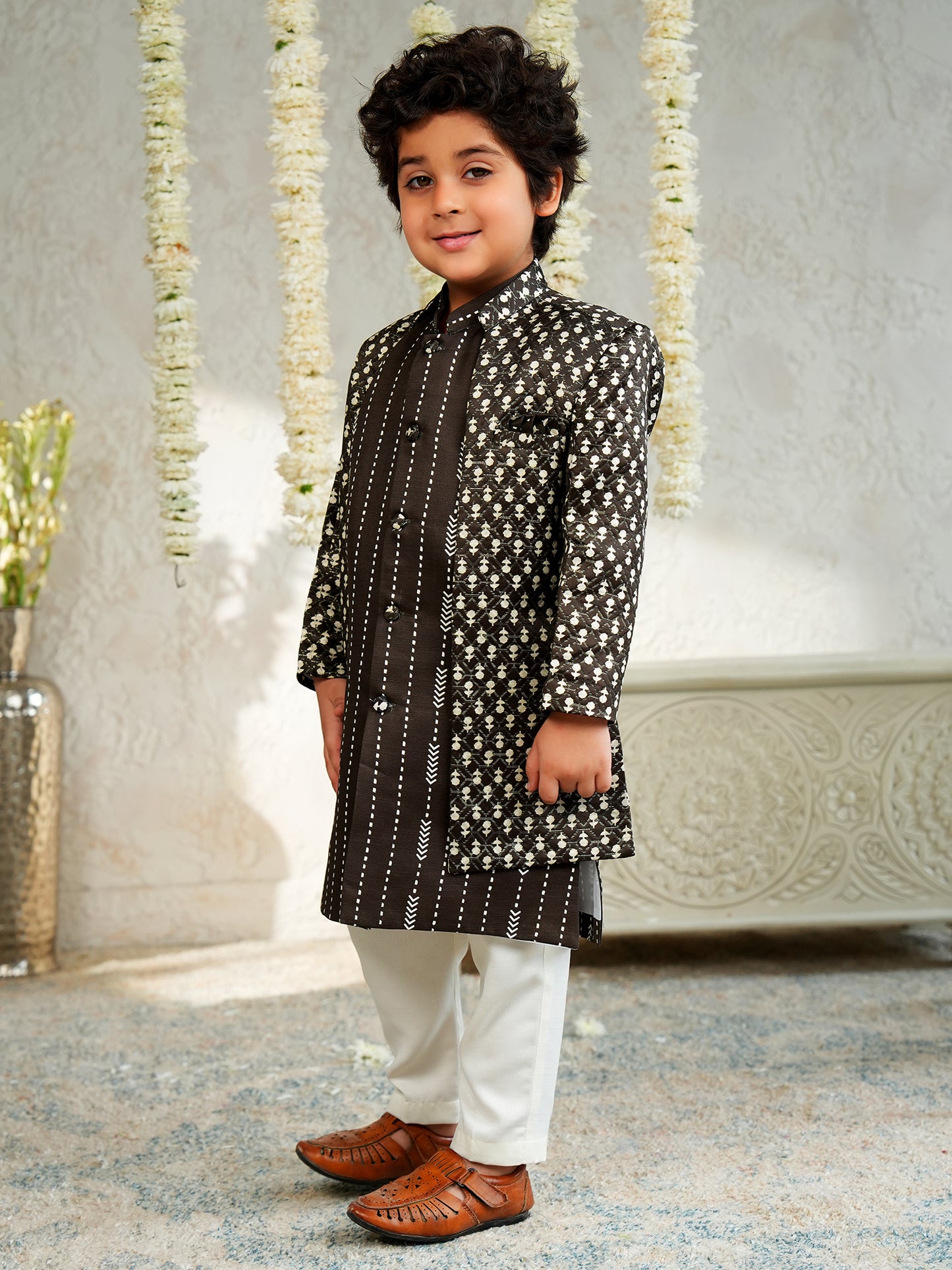 AJ Dezines GREEN Jacquard Full Sleeves Rich Embroidery Sherwani