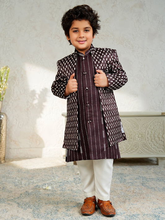AJ Dezines Purple Jacquard Full Sleeves Rich Embroidery Sherwani