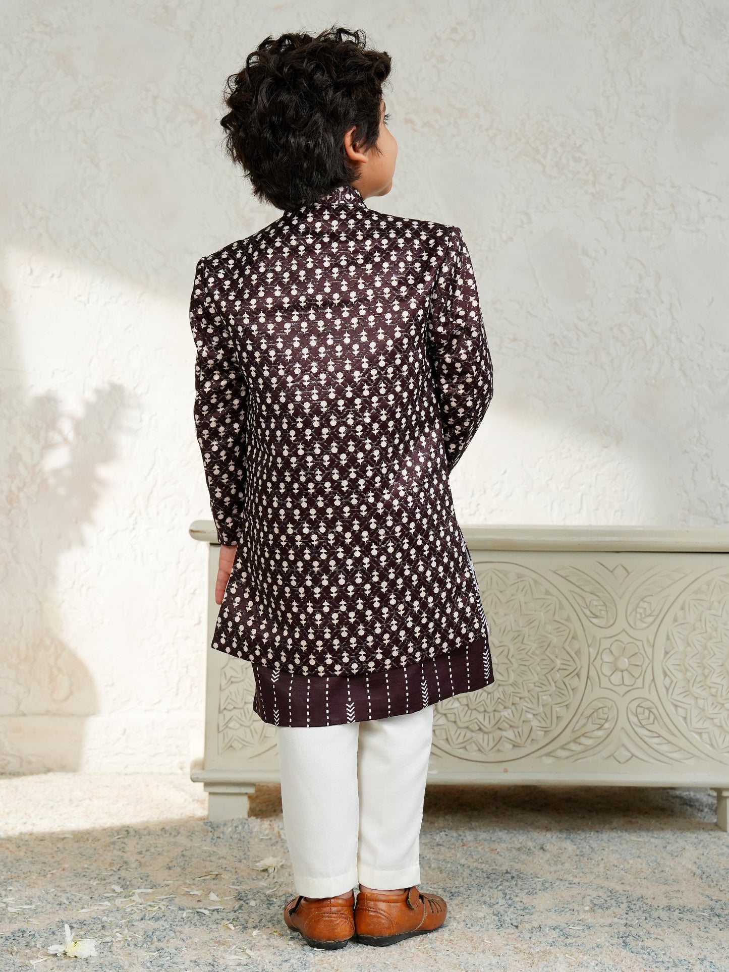 AJ Dezines Purple Jacquard Full Sleeves Rich Embroidery Sherwani