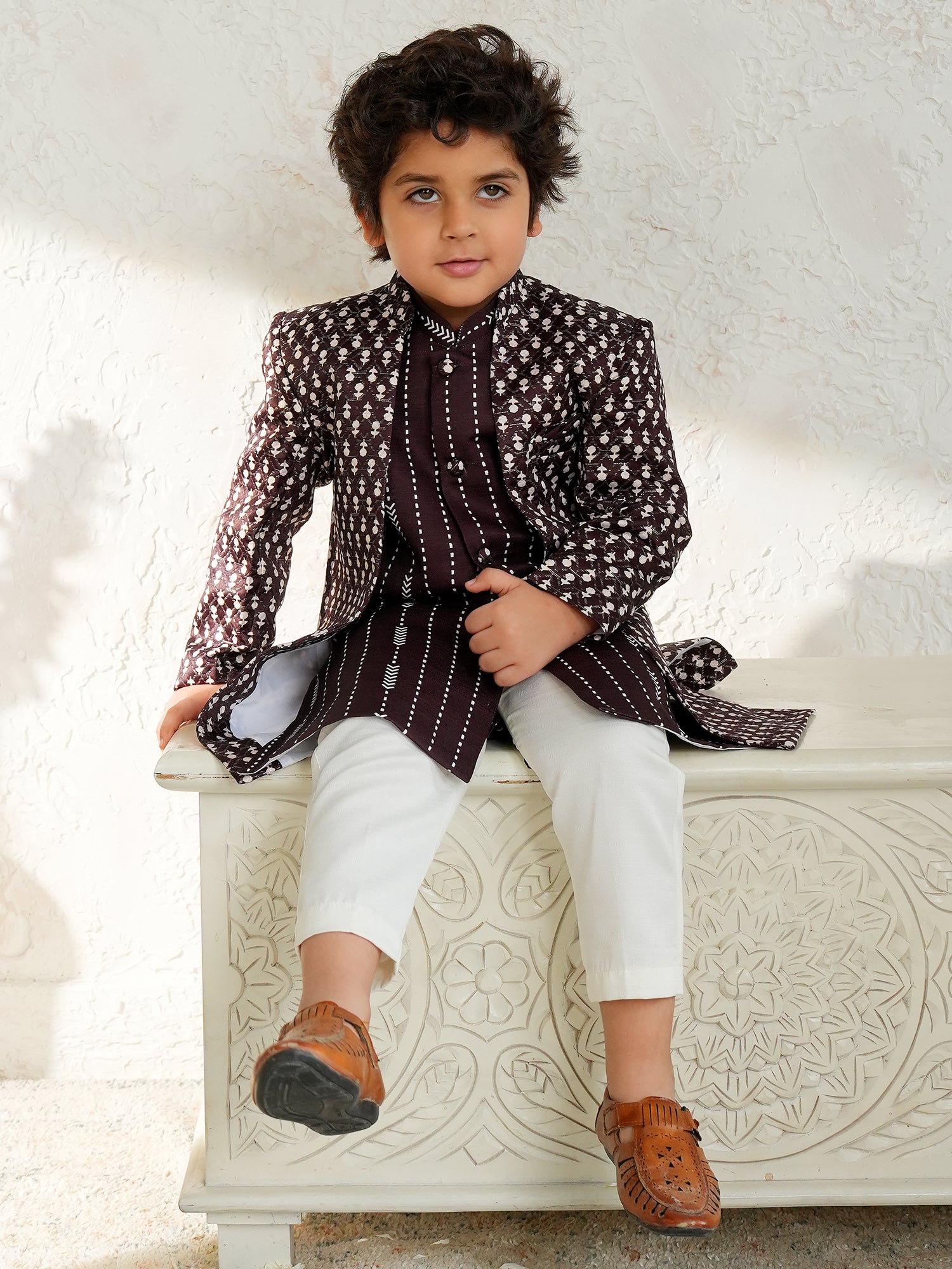 Purple Jacquard Full Sleeves Rich Embroidery Sherwani