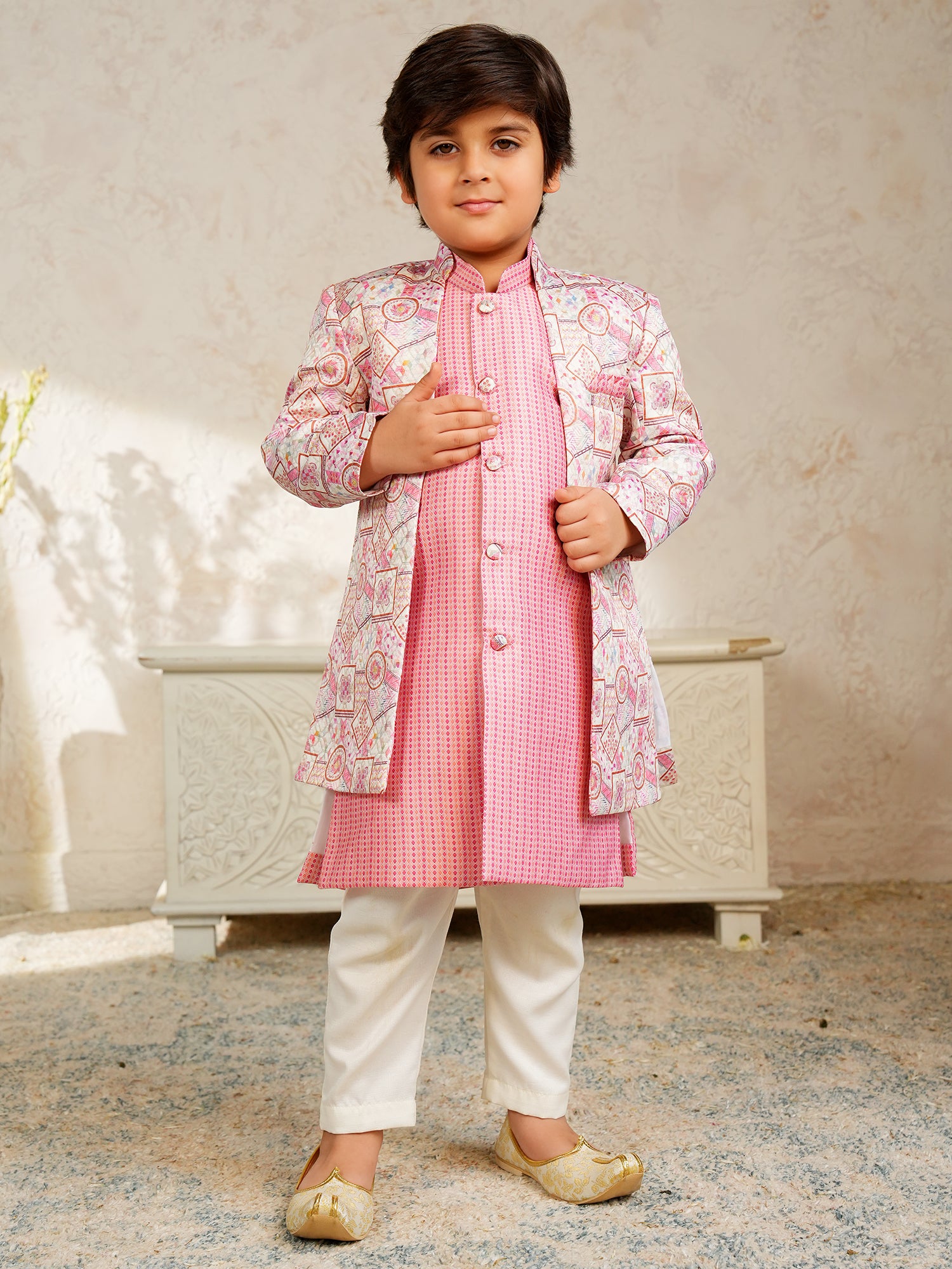 Pink Jacquard Full Sleeves Rich Embroidery Sherwani