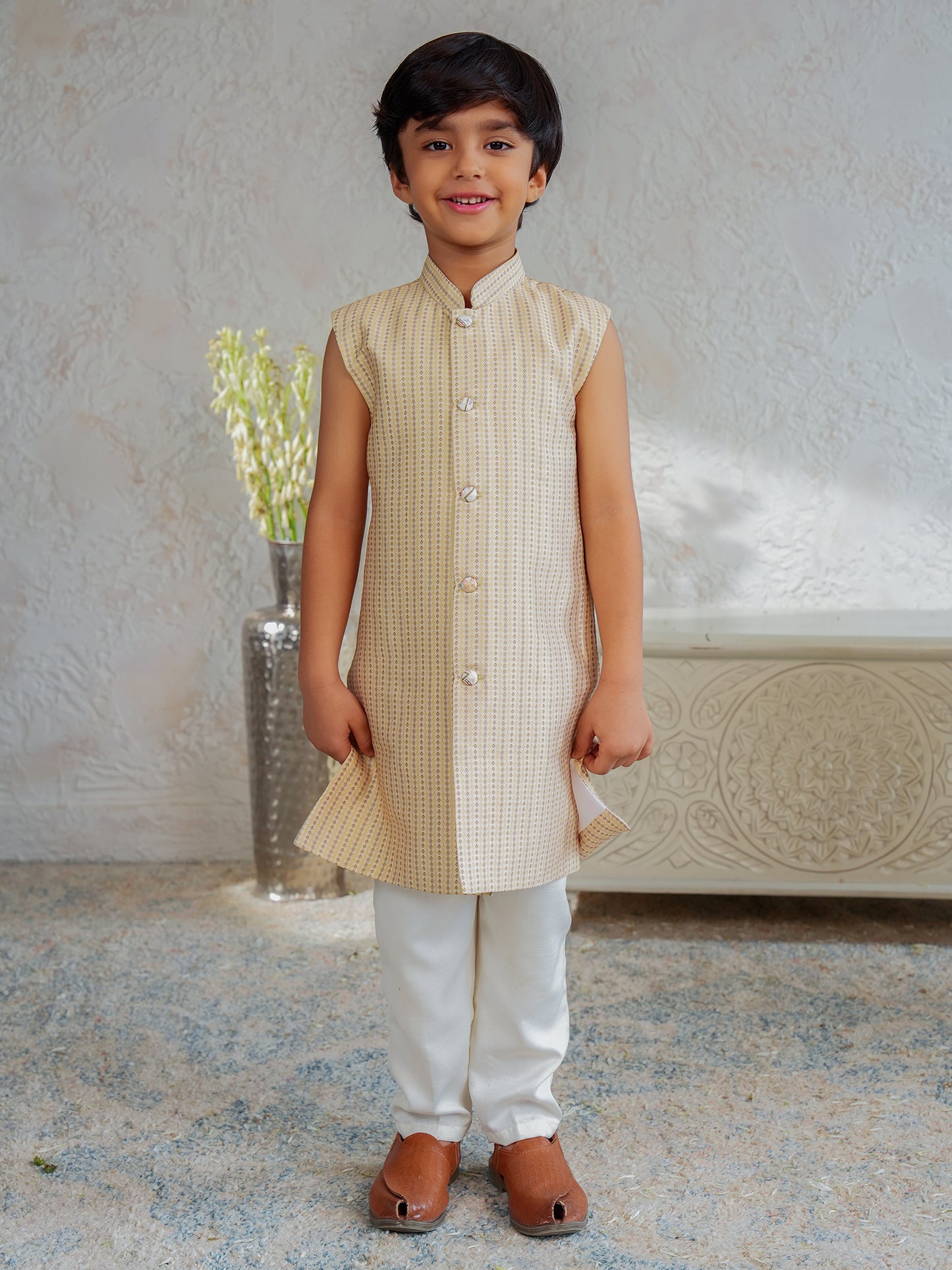 AJ Dezines Yellow Jacquard Full Sleeves Rich Embroidery Sherwani