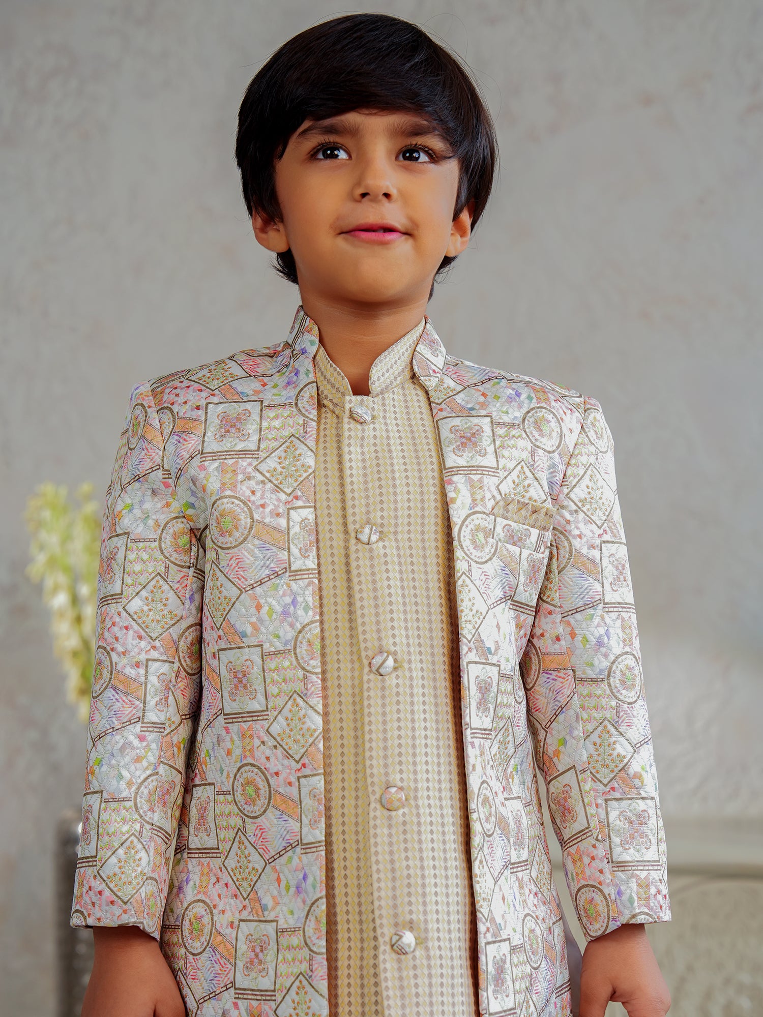 Yellow Jacquard Full Sleeves Rich Embroidery Sherwani