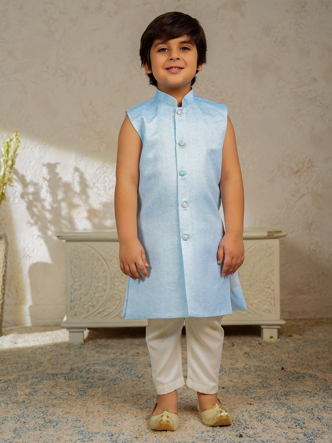 Blue Jacquard Full Sleeves Rich Embroidery Sherwani