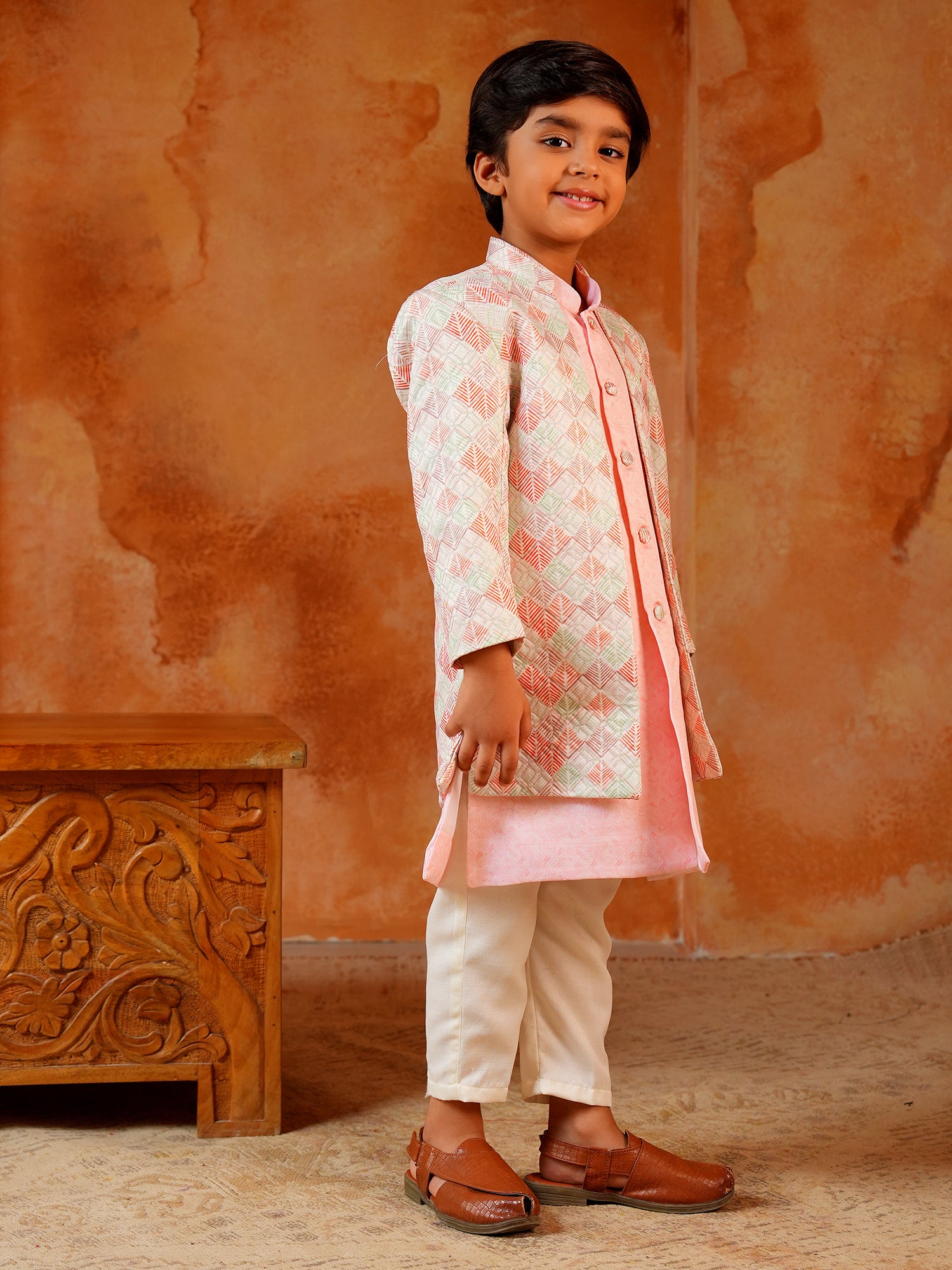 Pink Jacquard Full Sleeves Rich Embroidery Sherwani