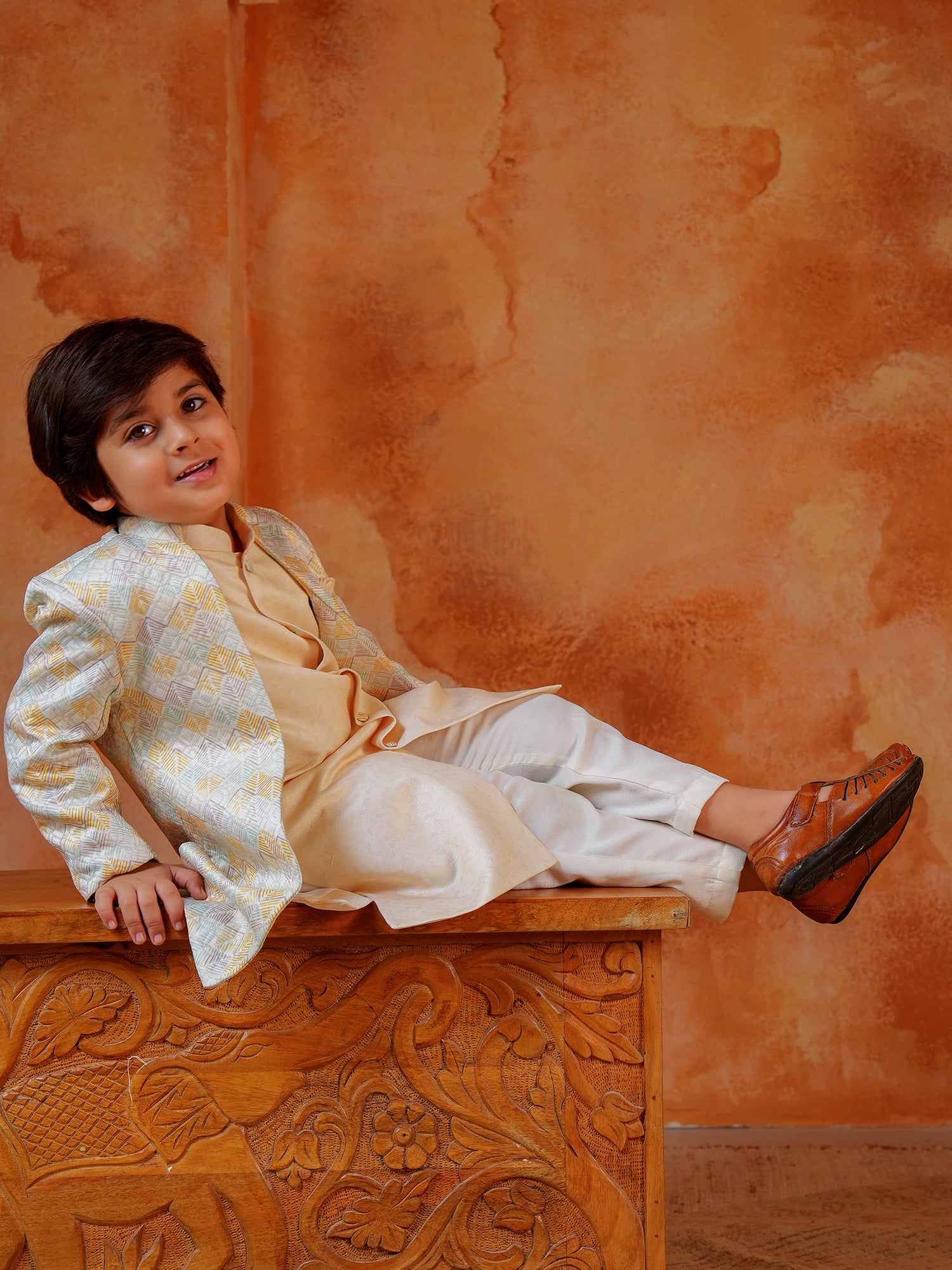 Yellow Jacquard Full Sleeves Rich Embroidery Sherwani