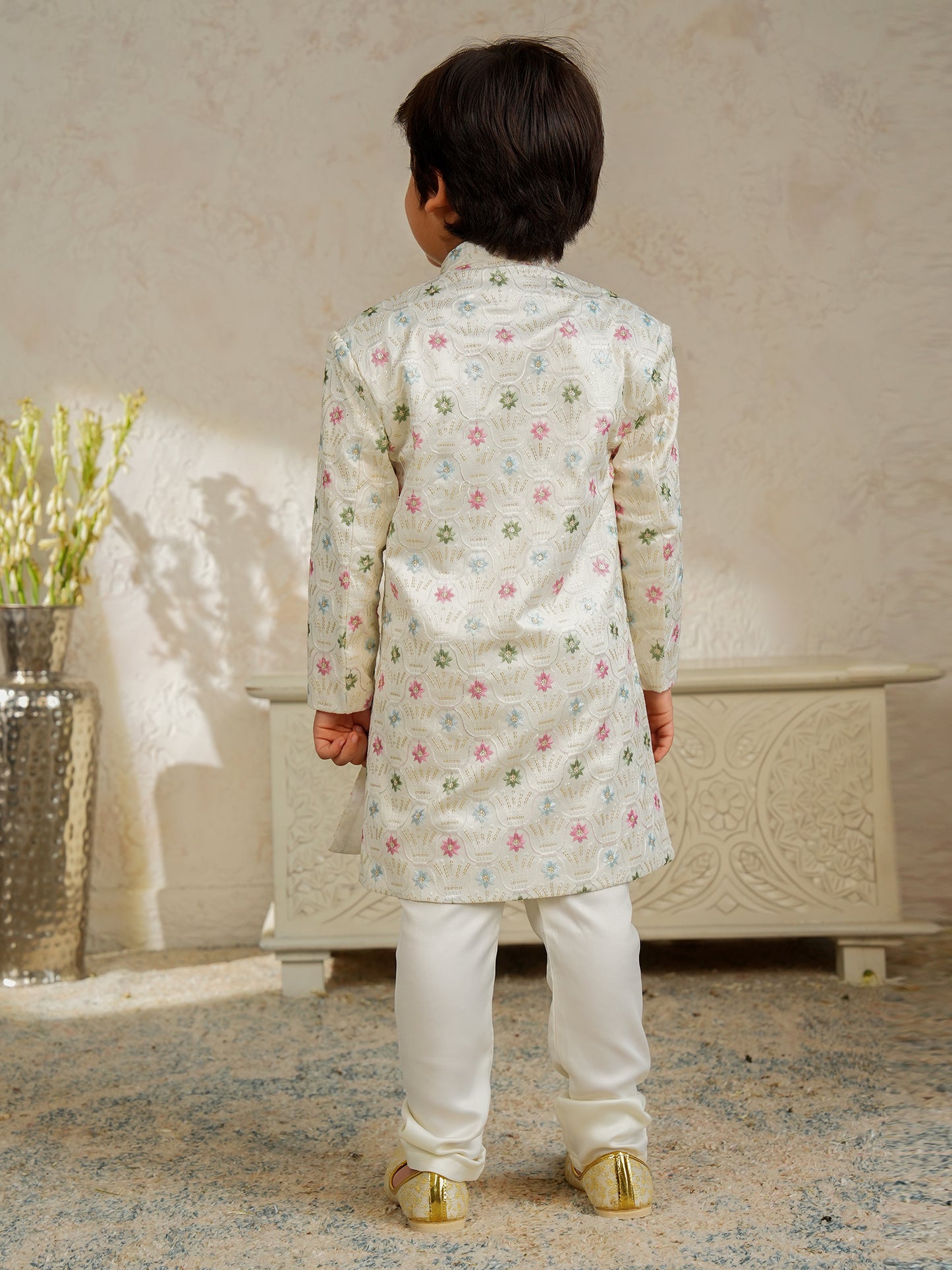 AJ Dezines Multi Color Jacquard Full Sleeves Sequins and Embroidery Sherwani