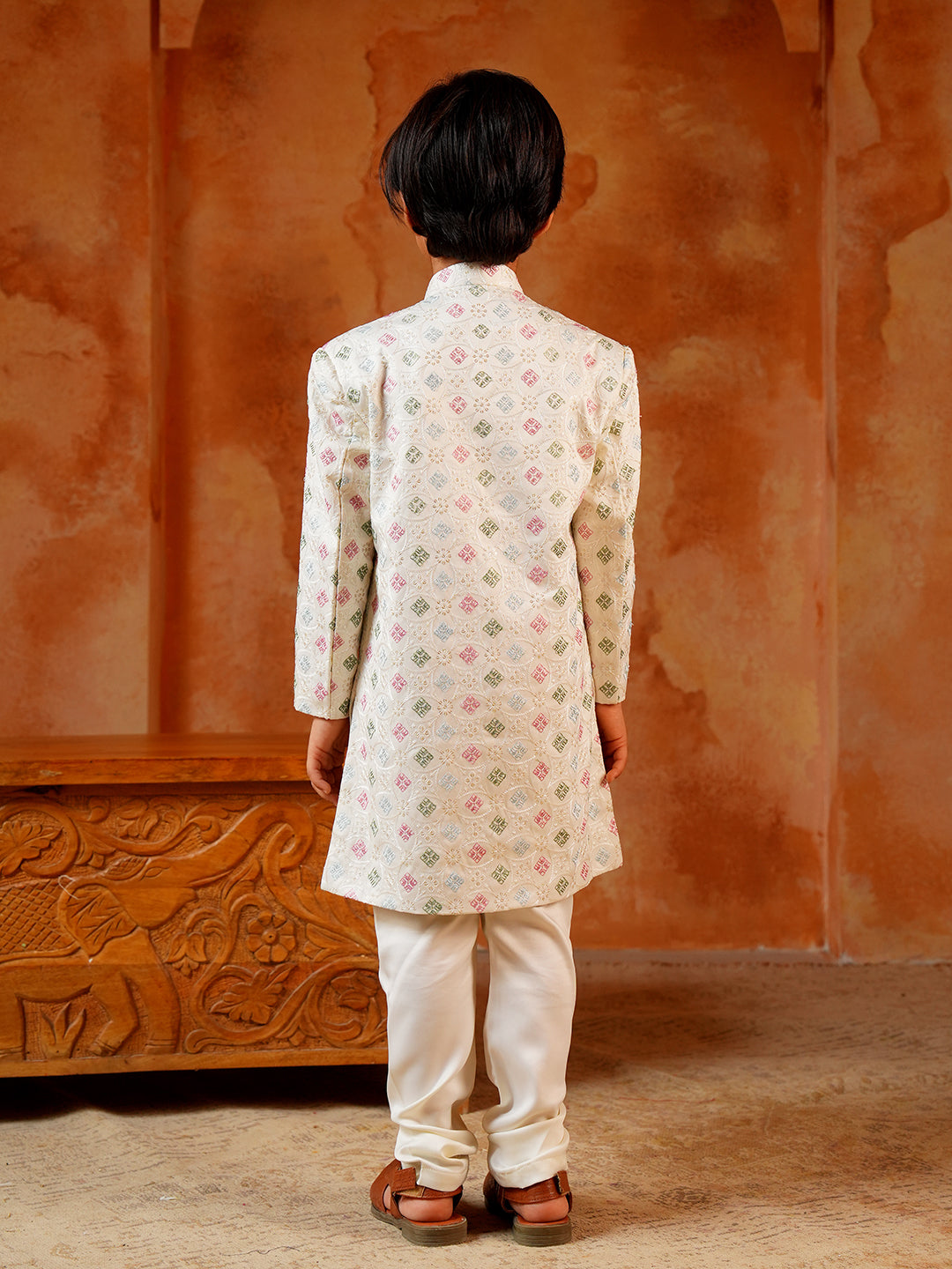 Multi Color Jacquard Full Sleeves Sequins and Embroidery Sherwani