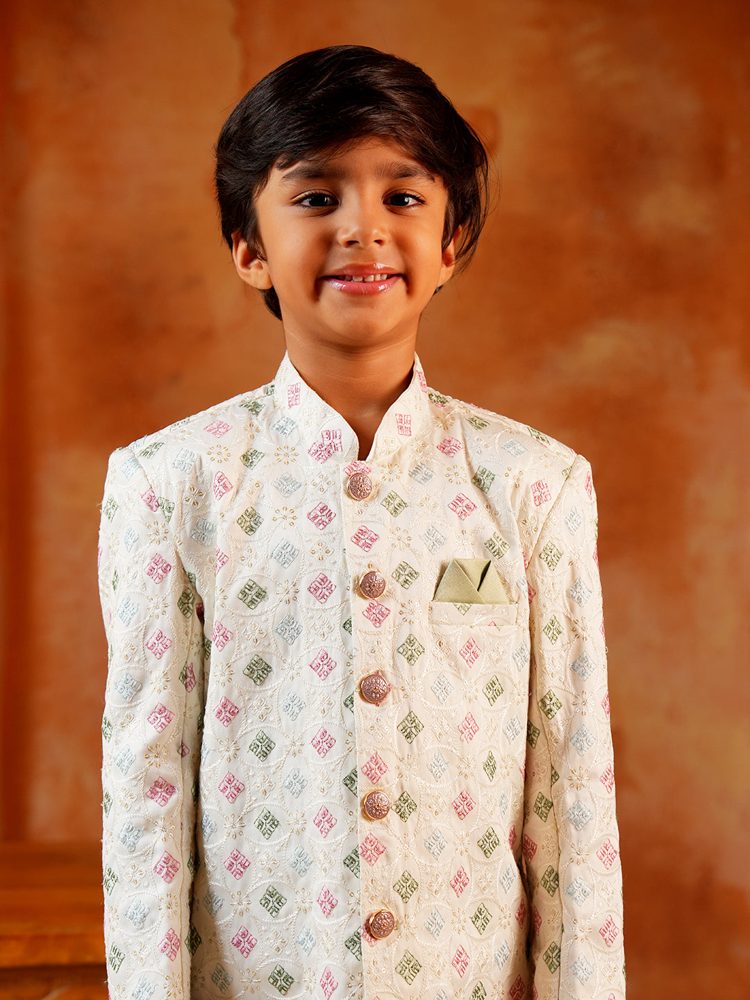 AJ Dezines Multi Color Jacquard Full Sleeves Sequins and Embroidery Sherwani