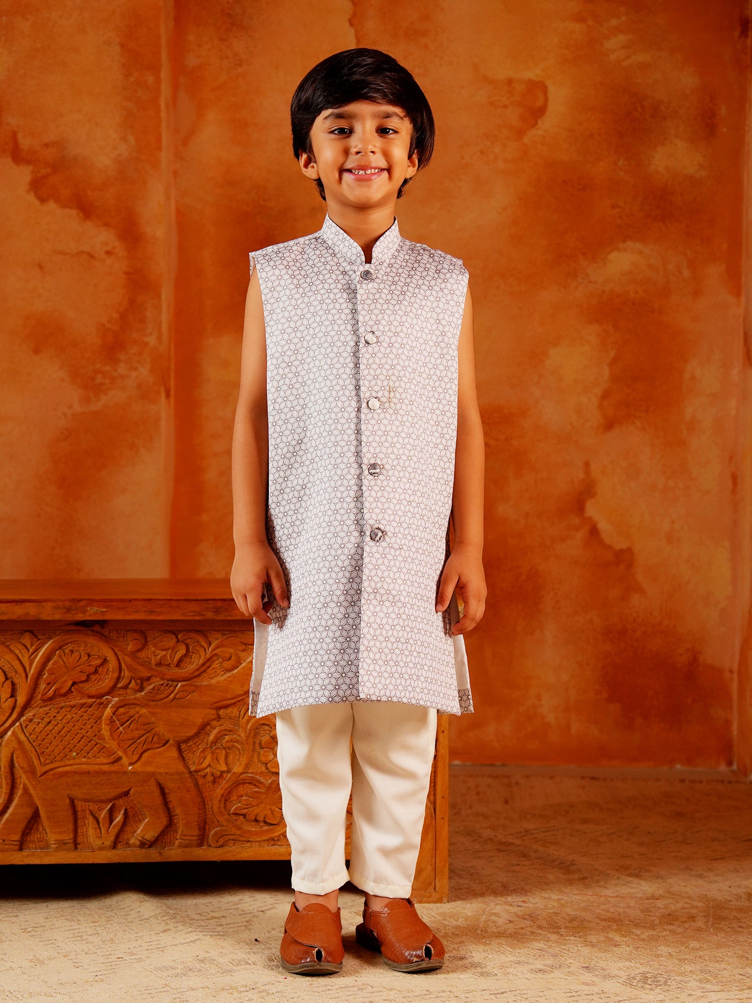 Blue Jacquard Full Sleeves Rich Elephant Embroidery Sherwani