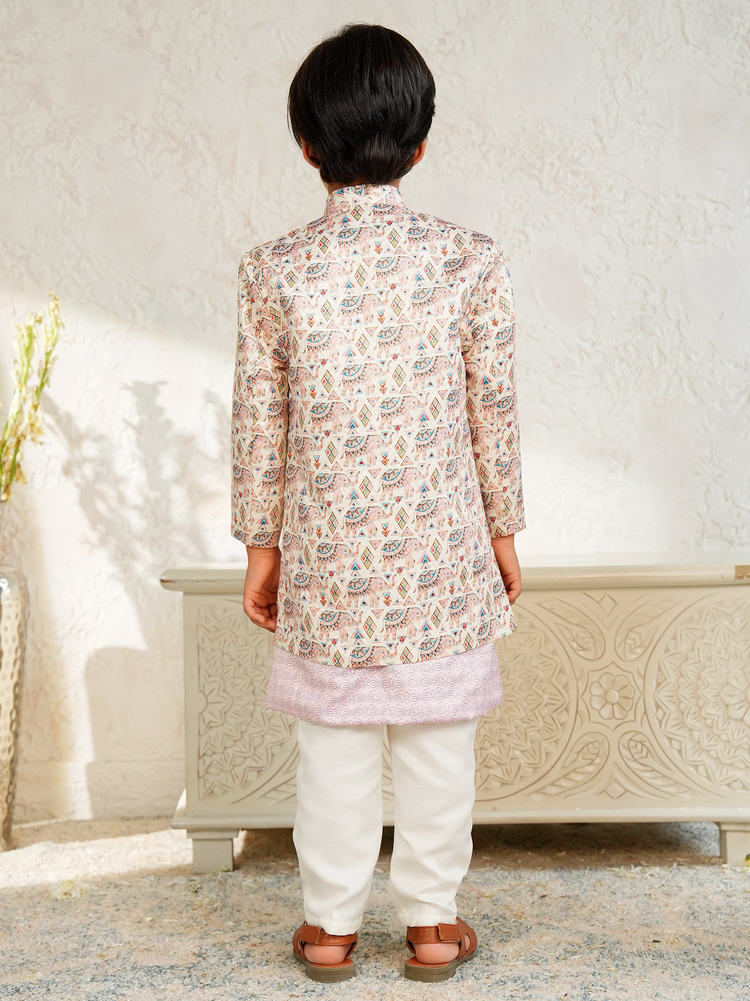 Pink Jacquard Full Sleeves Rich Elephant Embroidery Sherwani