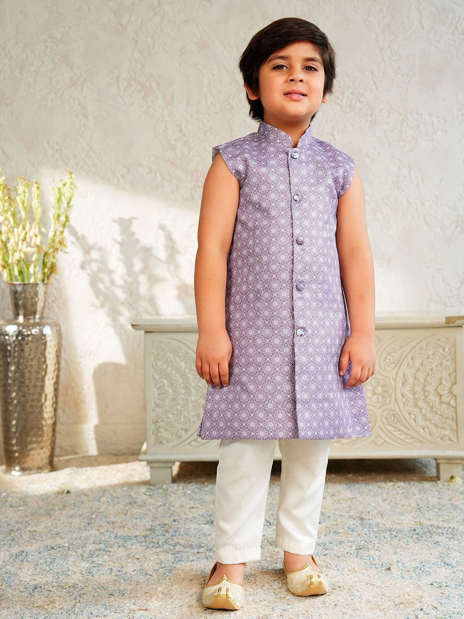 Purple Jacquard Full Sleeves Rich Elephant Embroidery Sherwani
